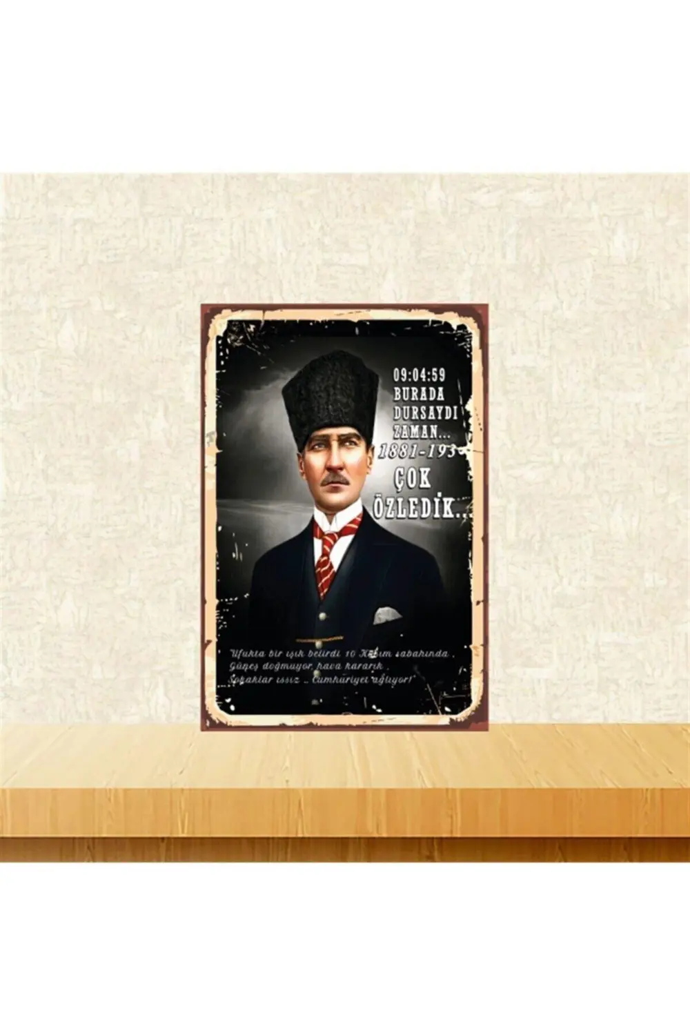 Atatürk Çok Özledik Retro Ahşap Tablo Tkfx4665