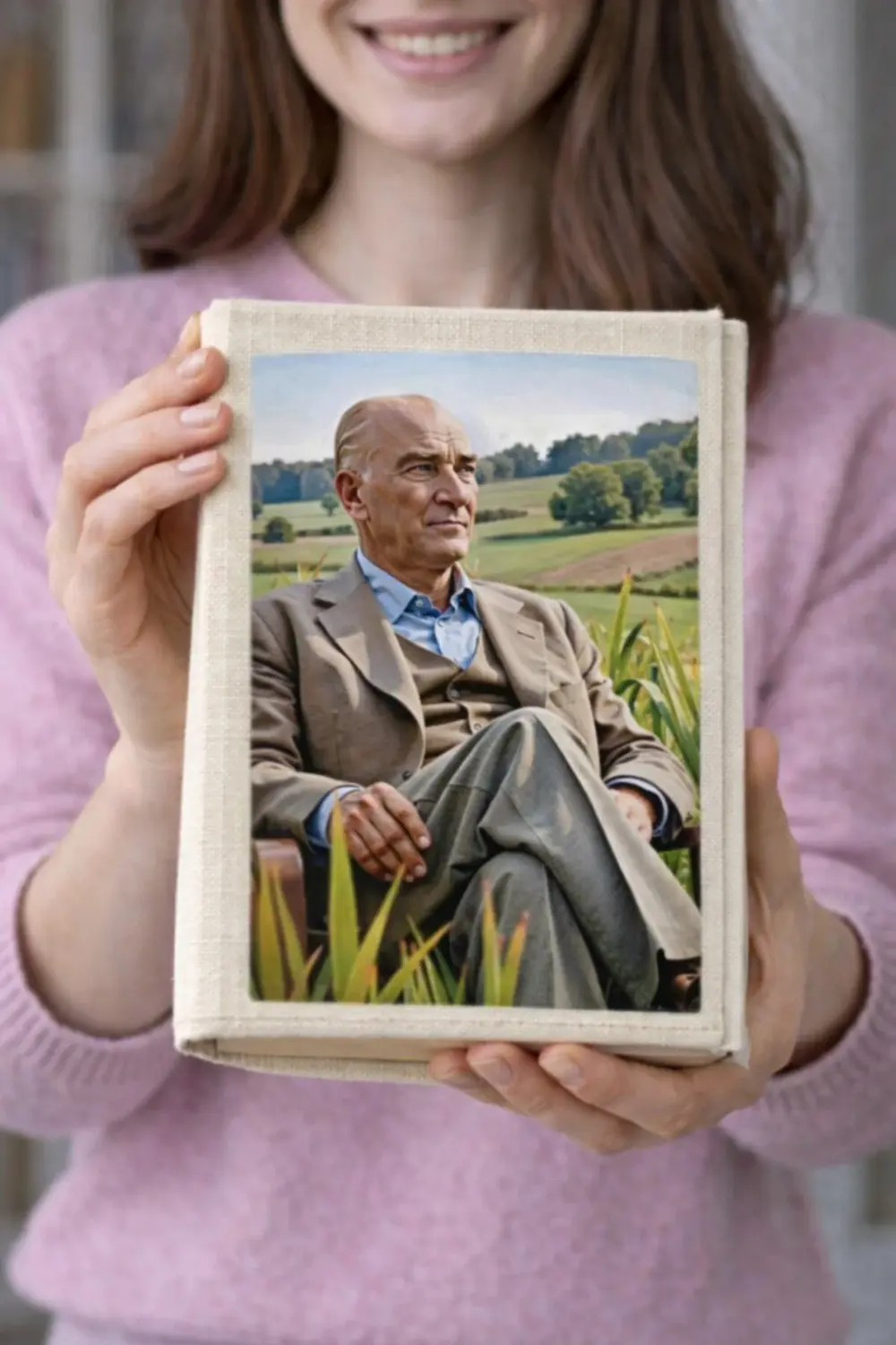 Atatürk Desenli Bez Kitap Kılıfı – Sanatsal Baskılı Kumaş Kitap K