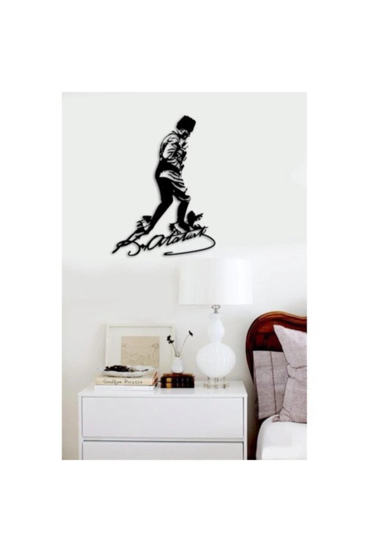 Atatürk Imzalı Atatürk Silüet Lazer Kesim Ahşap Tablo 50*80