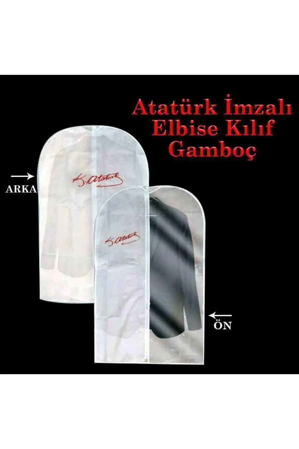 Atatürk İmzalı - Beyaz - Elbise Kılıf Gamboç - Gardrop Düzenleyic