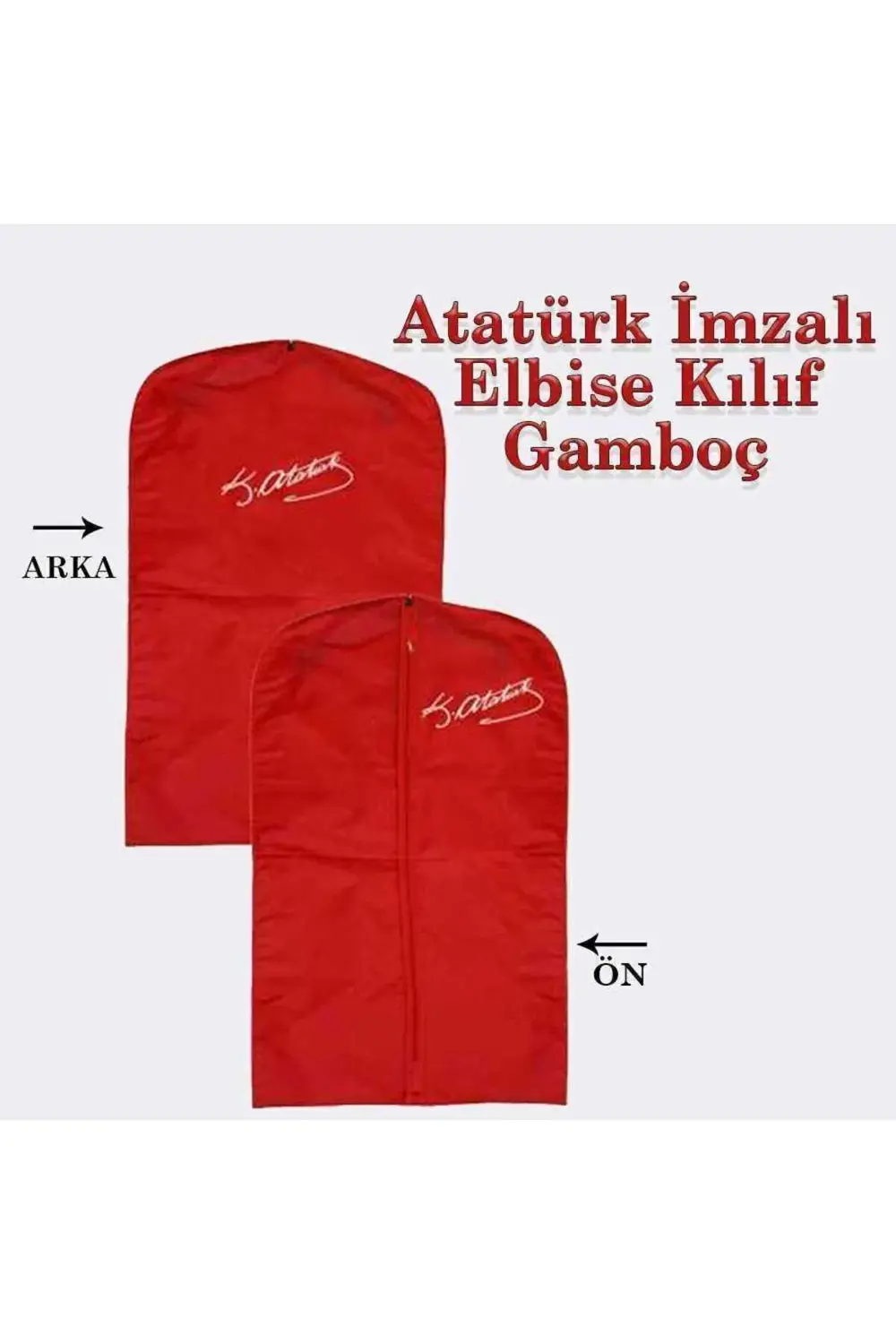 Atatürk İmzalı - Kırmızı - Elbise Kılıf Gamboç - Gardrop Düzenley