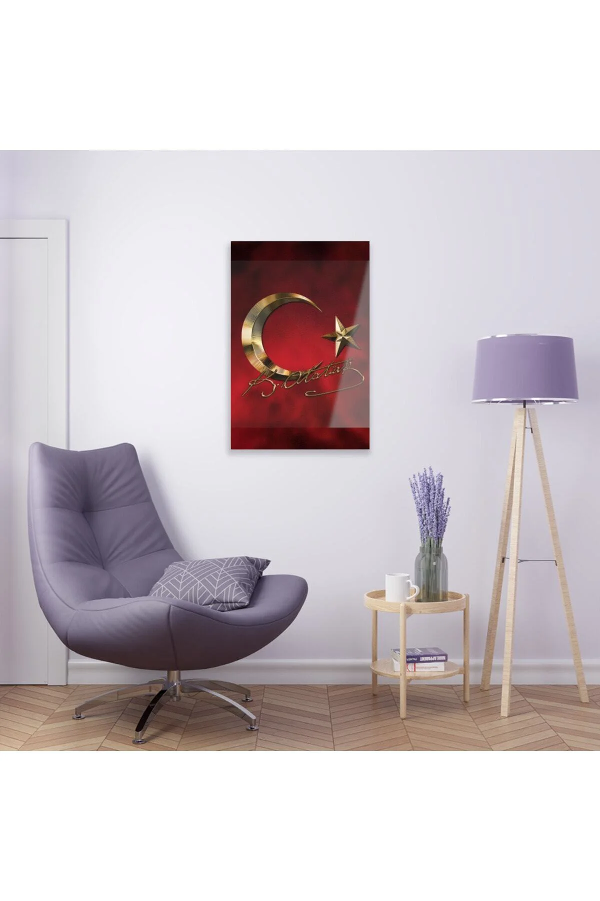 Atatürk Imzası Ve Türk Bayrağı Salon Duvar Cam Tablo Dekoru, Atatürk Tablo, Duvar Süsü