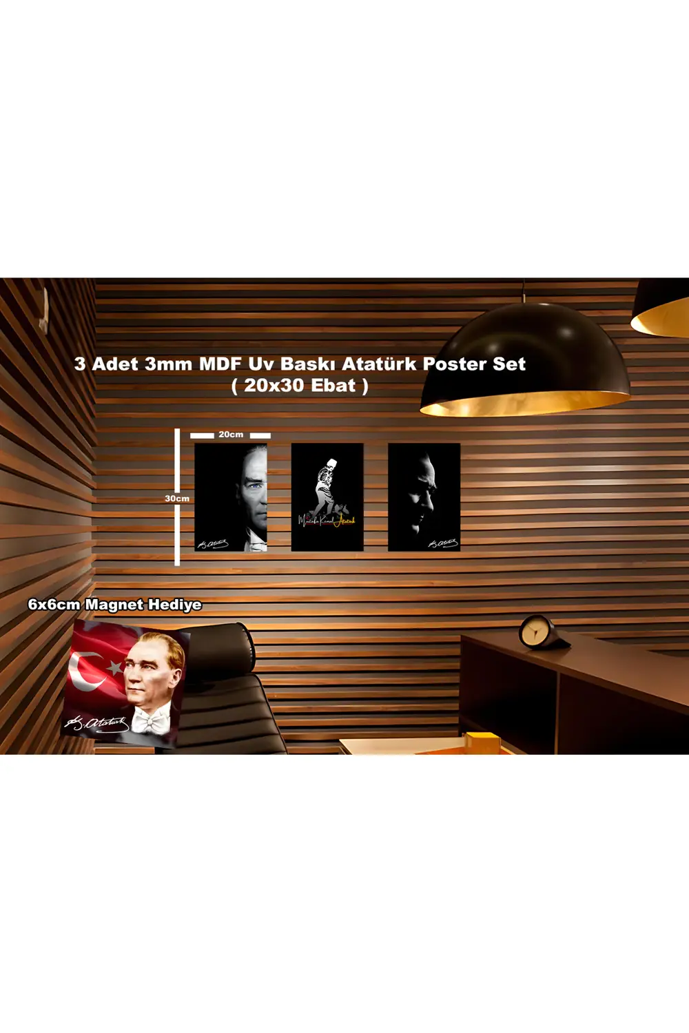 Atatürk Poster Set 3 Adet 3mm MDF Uv Baskı ( 20x30 Ebat )