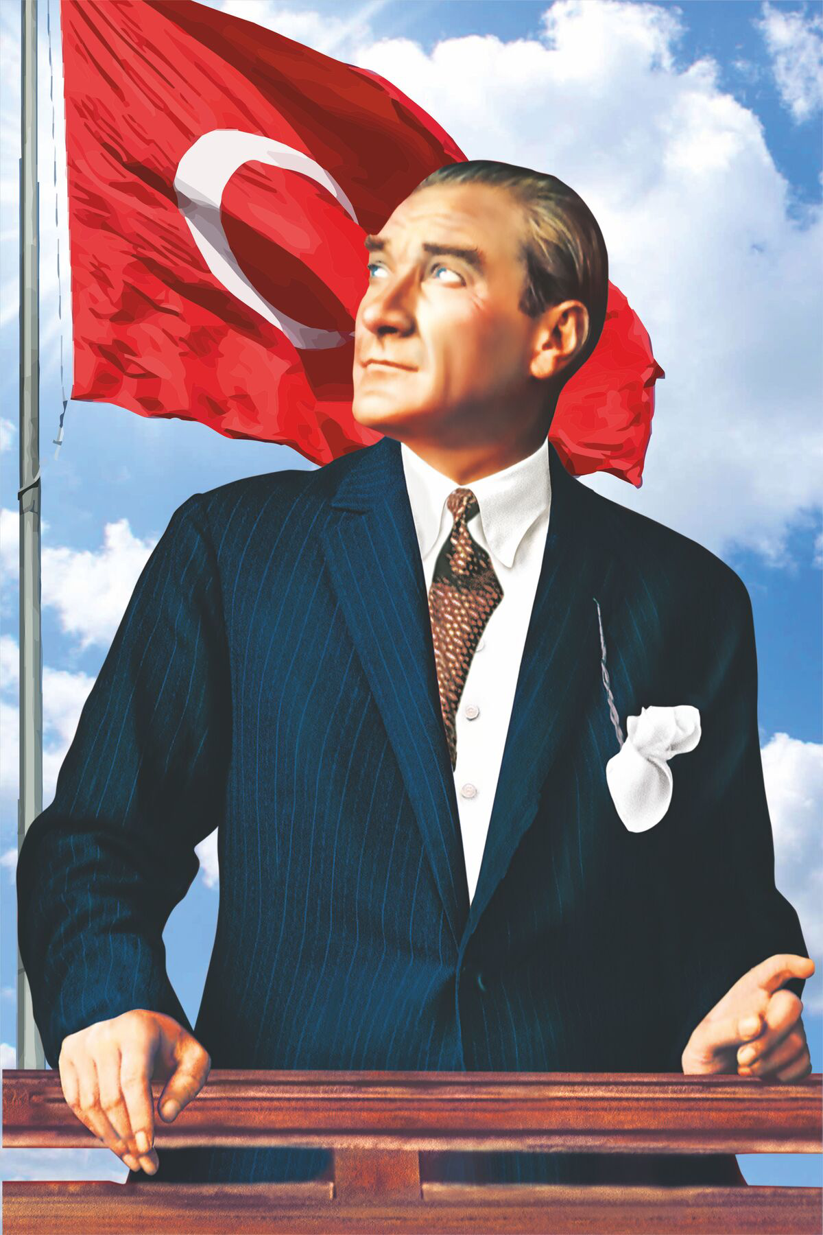 Özel Flama Bayrak Atatürk Posteri Cephe 200X300cm