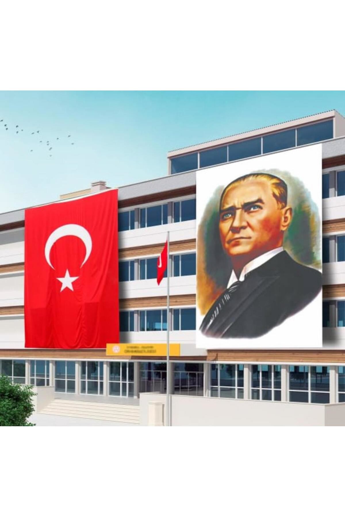 ATATÜRK POSTERİ VE TÜRK BAYRAĞI SET 200X300CM KALIN RAŞEL KUMAŞ 2