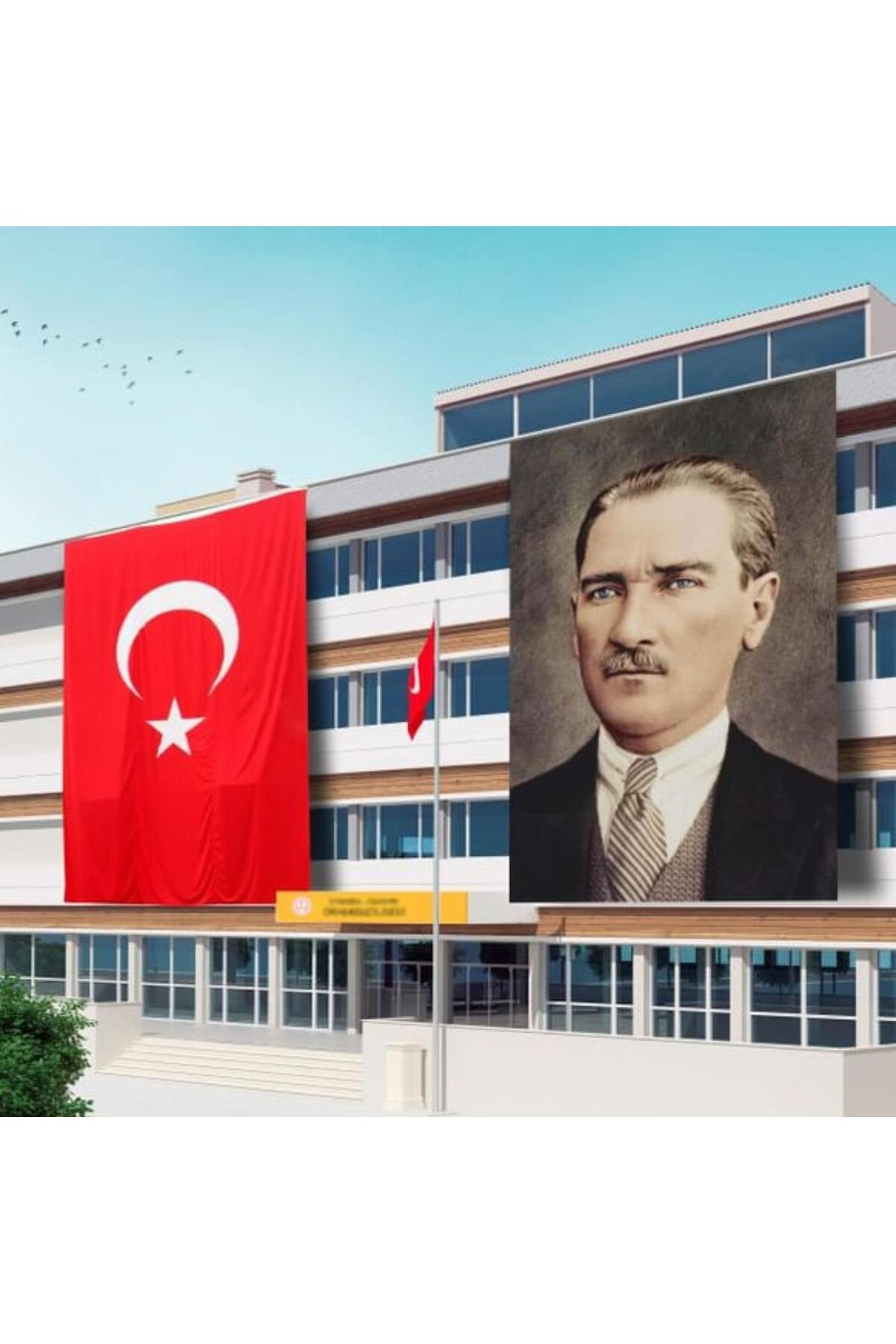 ATATÜRK POSTERİ VE TÜRK BAYRAĞI SET 200x300CM KALIN RAŞEL KUMAŞ 2