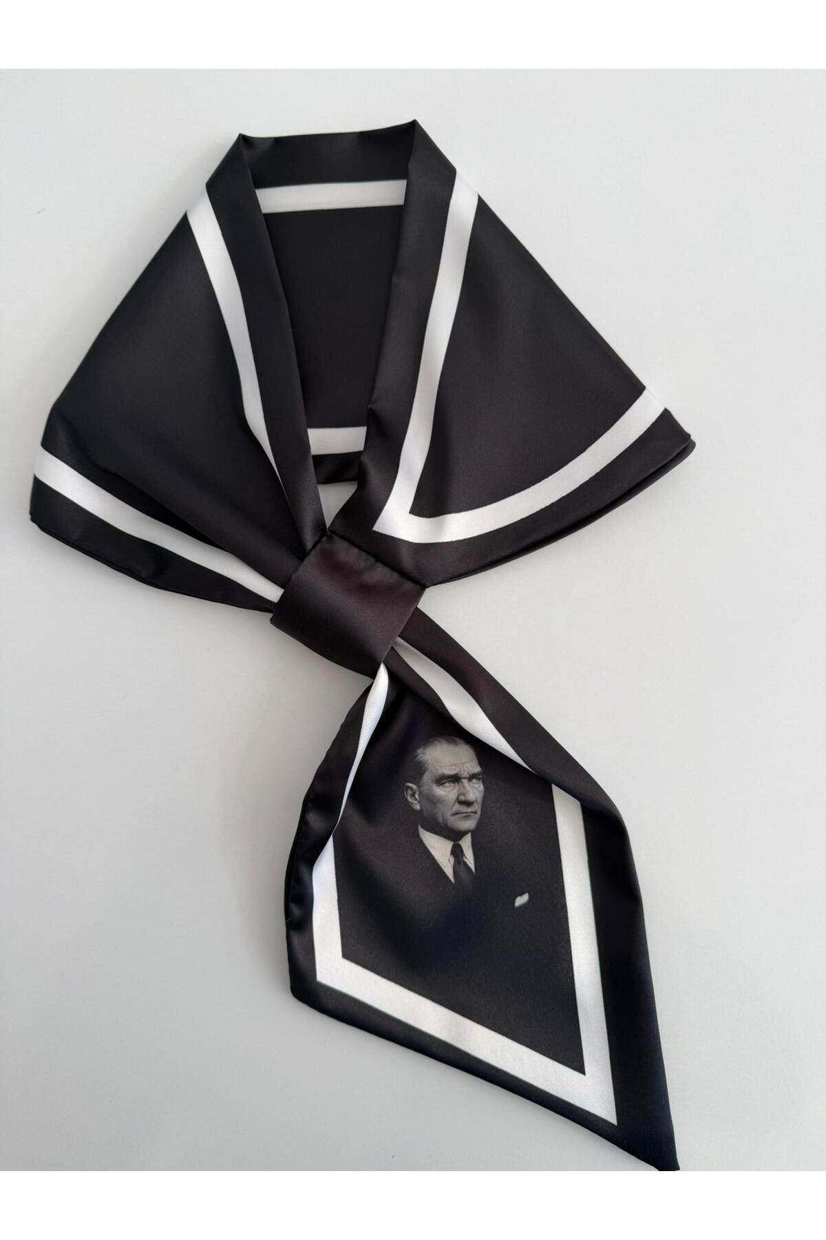 Atatürk Resimli & Çift Tasarımlı Kravat Eşarp