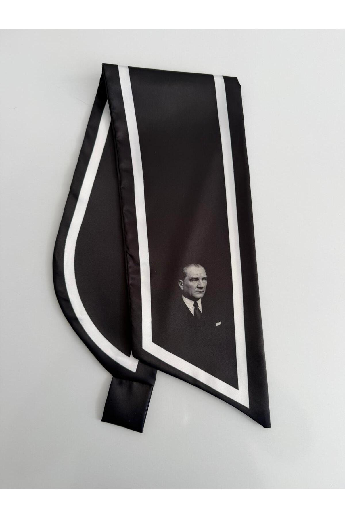 Atatürk Resimli & Çift Tasarımlı Kravat Eşarp