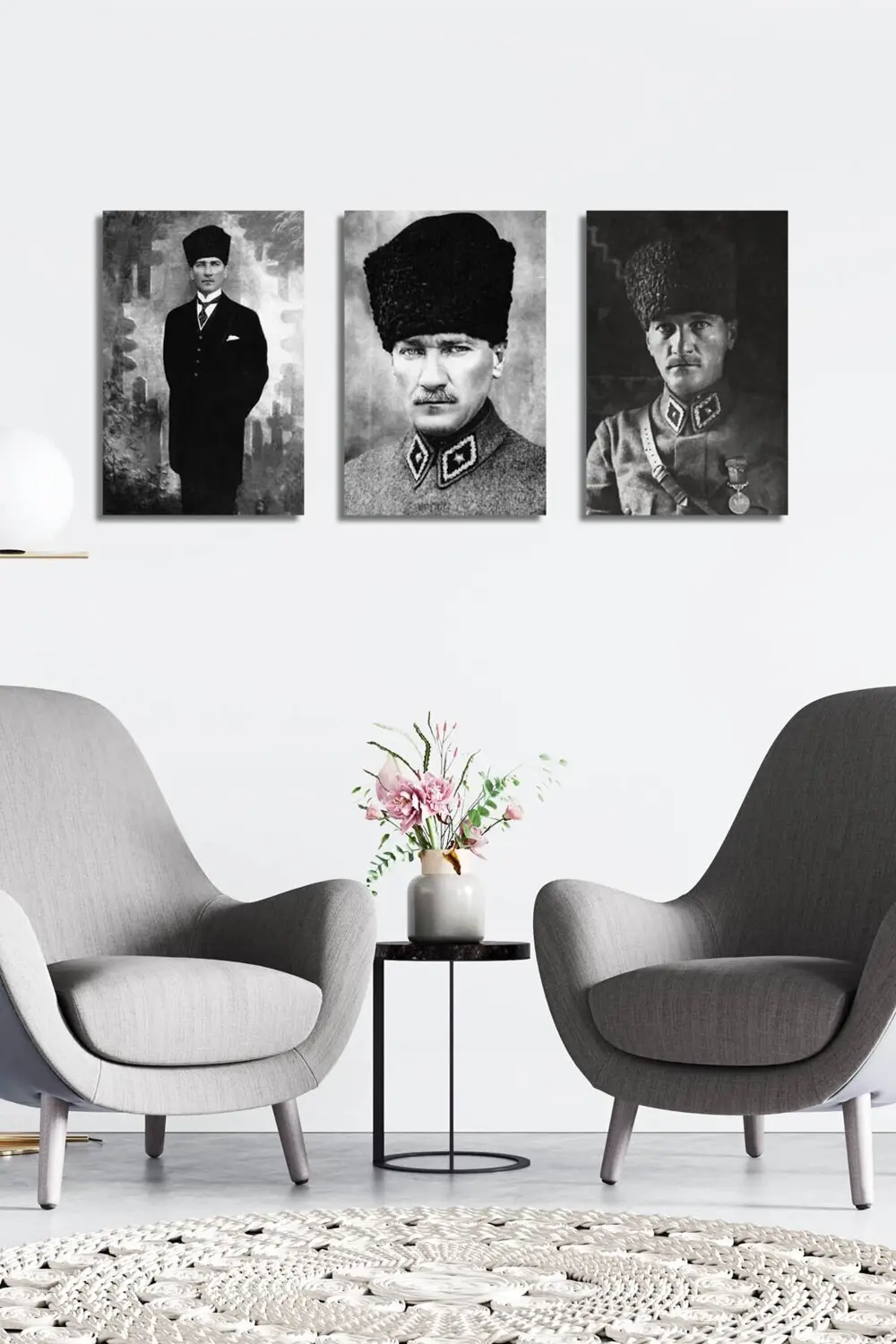 Atatürk Tablosu 3 Lü Set Duvar Tablosu