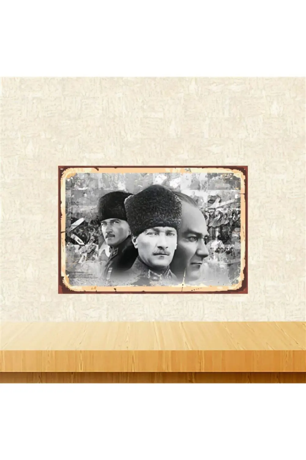 Atatürk Tasarımlı Retro Ahşap Tablo Tkfx5513 20x30cm