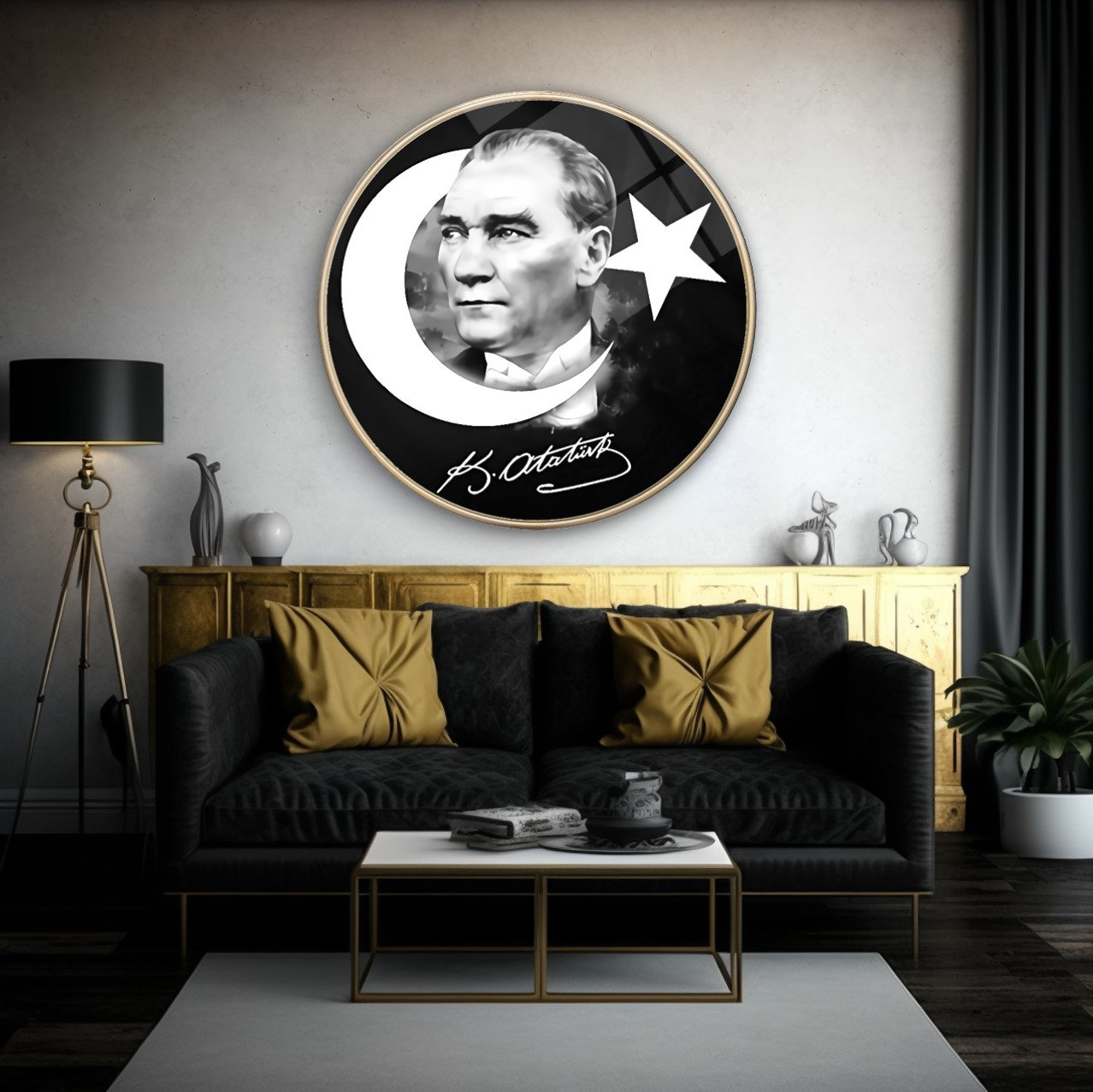 Atatürk Yuvarlak Cam Tablo | Hediyelik, Dekoratif, Ofis, Mutfak Atatürk Yuvarlak Cam Tablo | Hediyelik, Dekoratif, Ofis, Mutfak