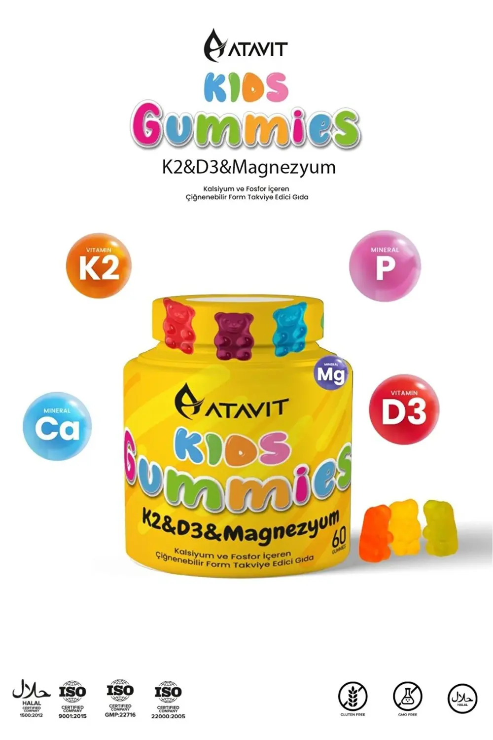 Atavit Kids D3 K2 Magnezyum 60 Gummies