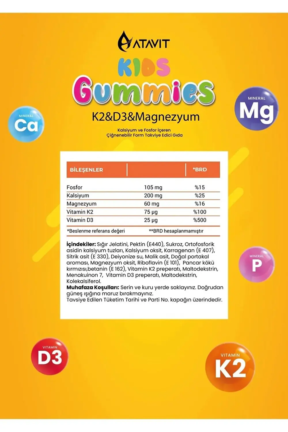 Atavit Kids D3 K2 Magnezyum 60 Gummies