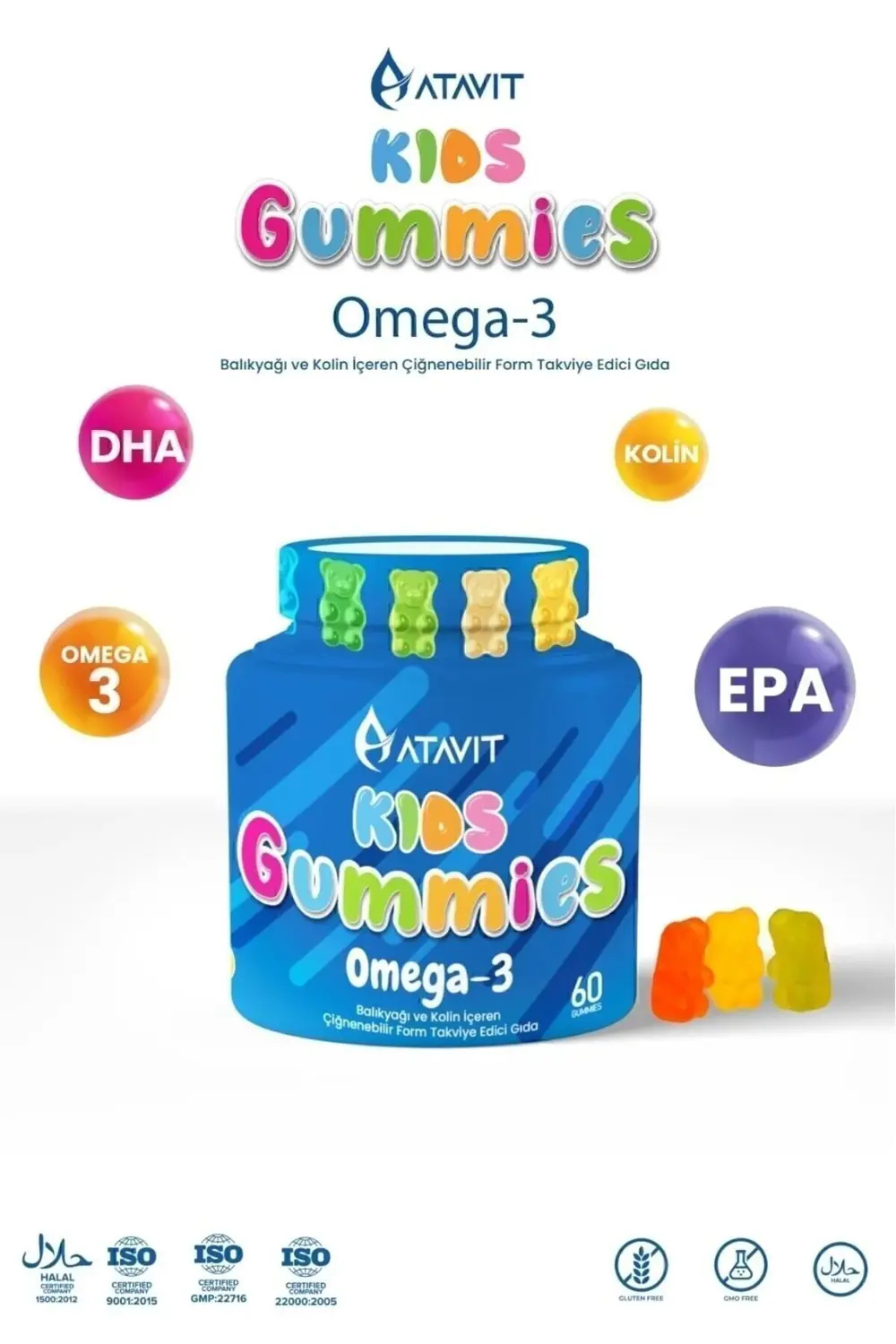 Atavit Omega 3, D3 K2 , Magnezyum Multivitamin Süper 3'lü Gummies