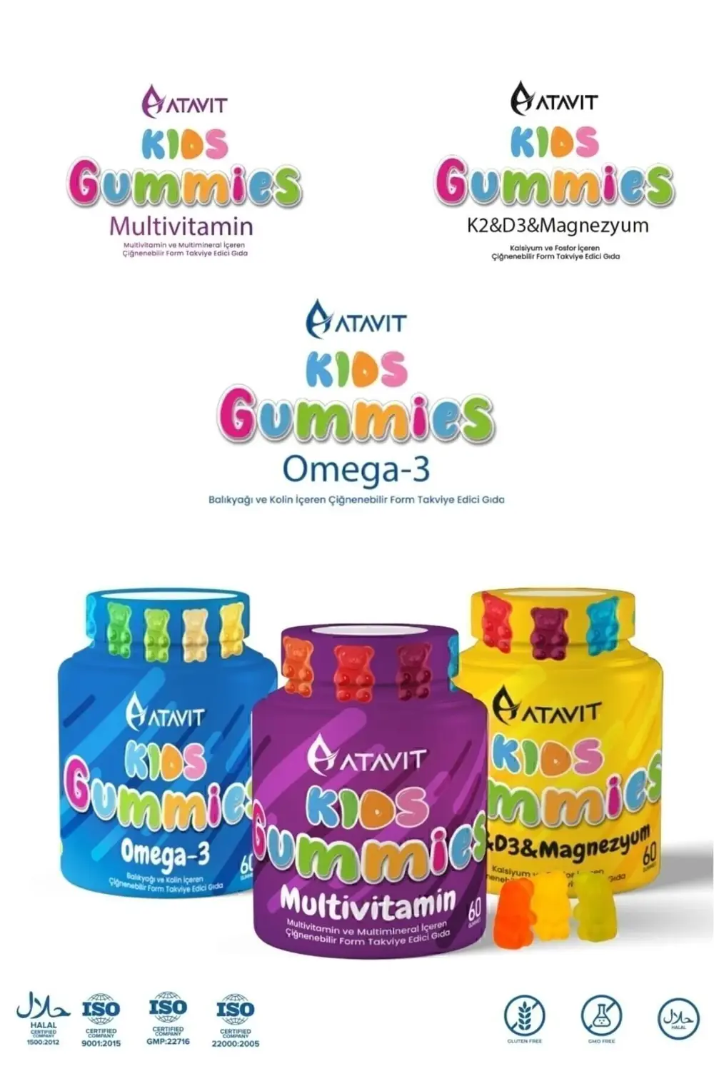 Atavit Omega 3, D3 K2 , Magnezyum Multivitamin Süper 3'lü Gummies