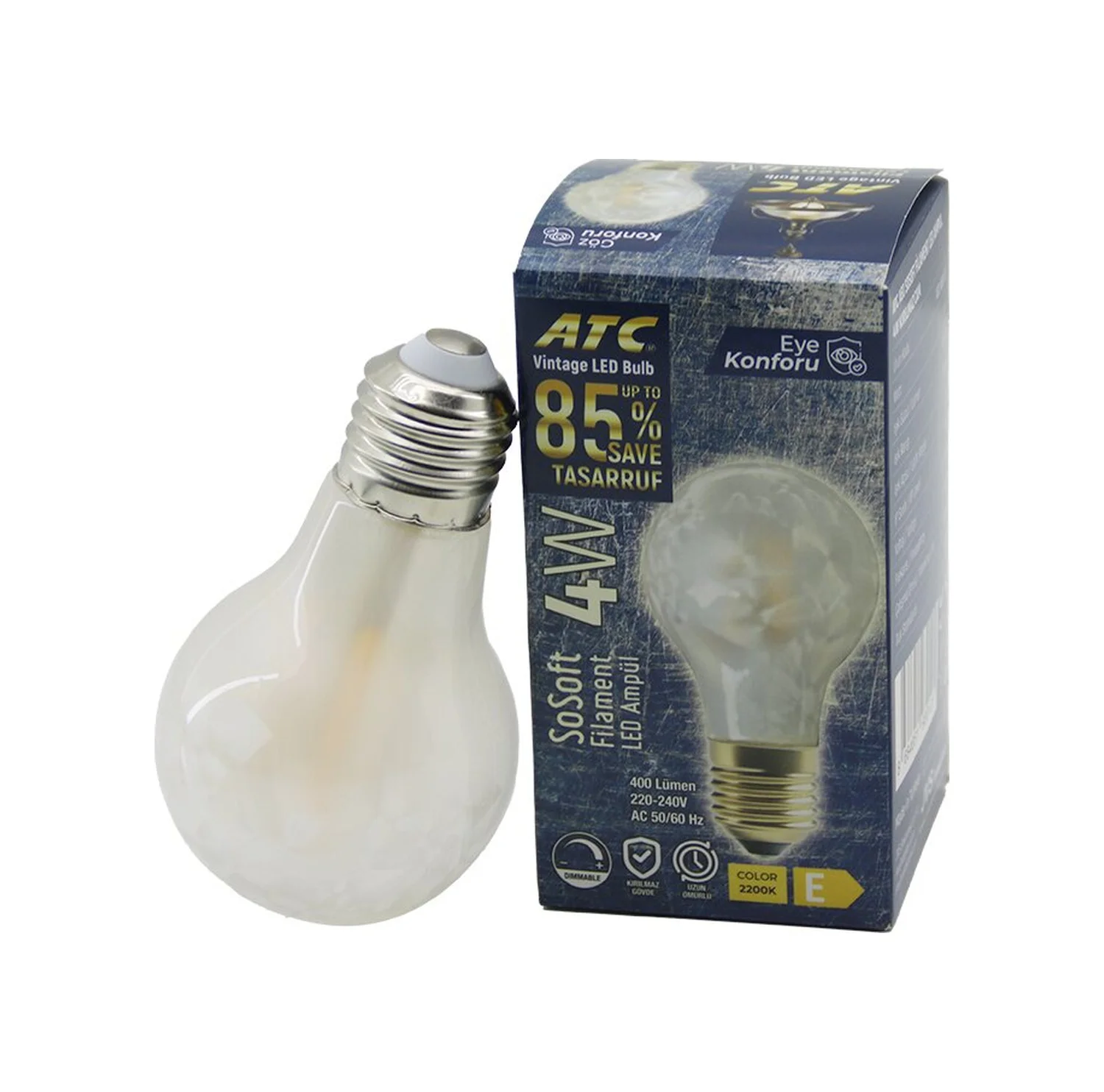 Atc-a60-ss Vintage Sosoft Filament 4w Led Ampul Lamba E27 Kırılma