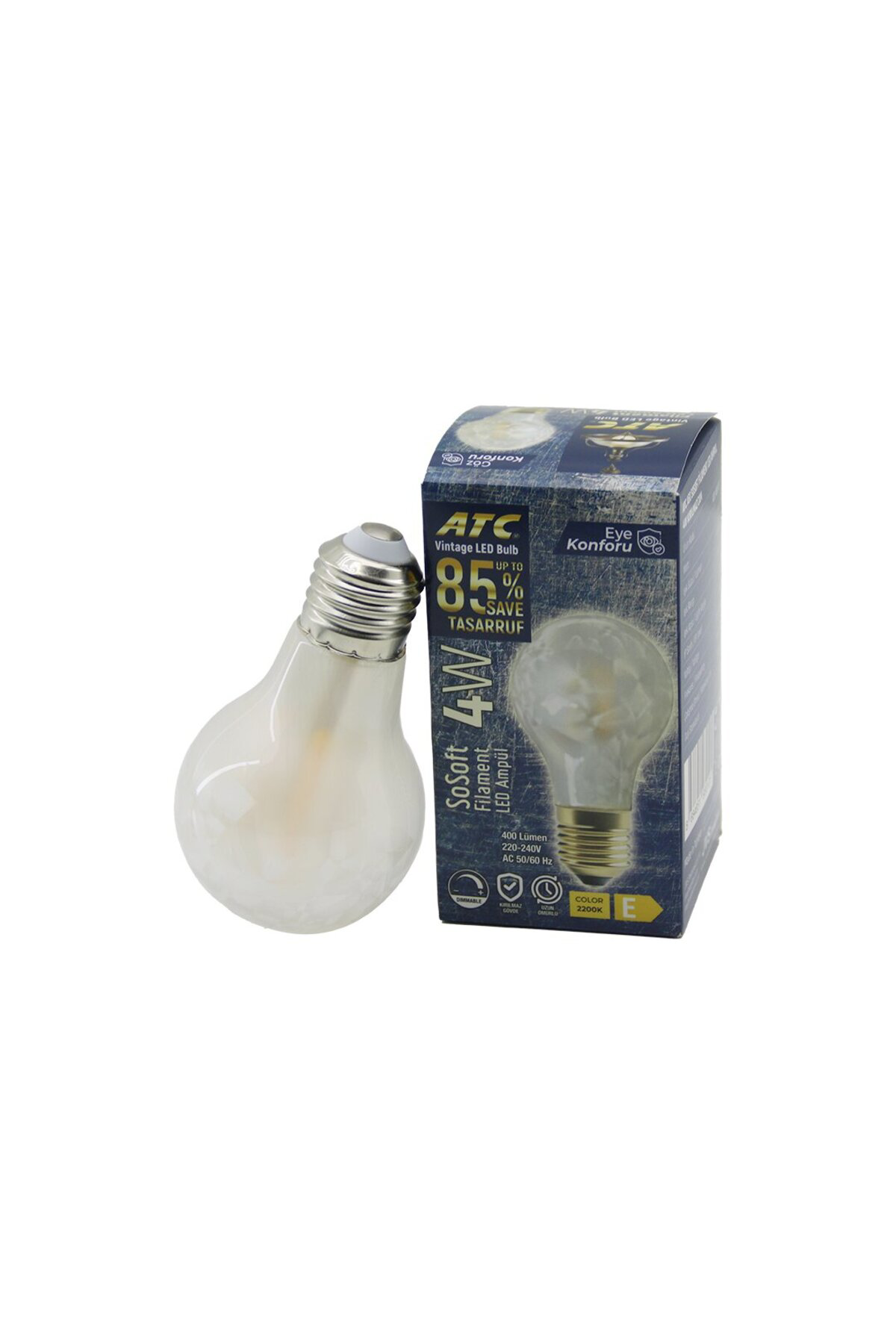 Ok Aksesuar Atc-A60-Ss Vintage Sosoft Filament 4W Led Ampul Lamba E27 Kirilma