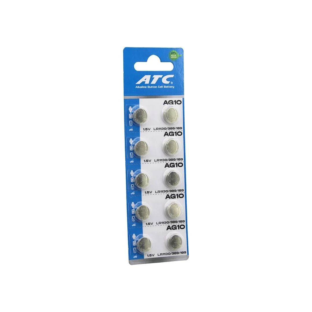 Atc Alkaline Button Battery ( Ag10 ) ( Lr-1130/389/189 ) ( Düğme Pil ) ( Alkalin ) ( 1.5v ) ( 10lu Kart )*400