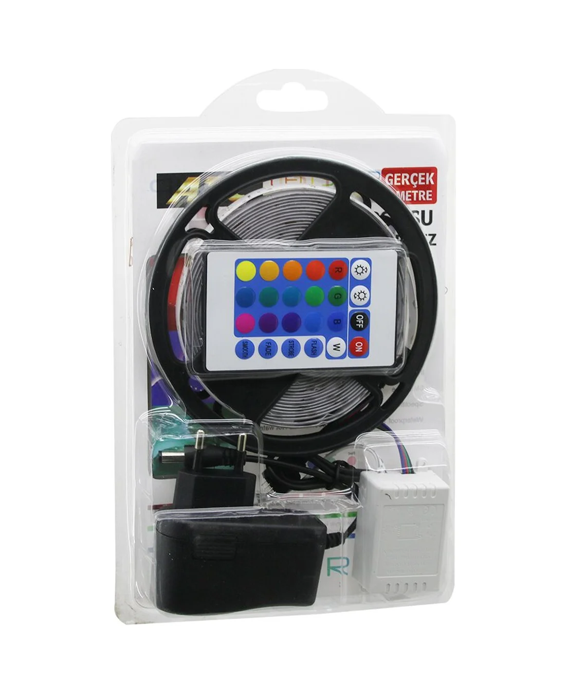 Atc Led Strıp El-07-rus-k 5mt Kumandalı - Adaptörlü Rgb Renkli Şerit Led Ip65 Su Geçirmez Smd 2835 54leds/m 5224