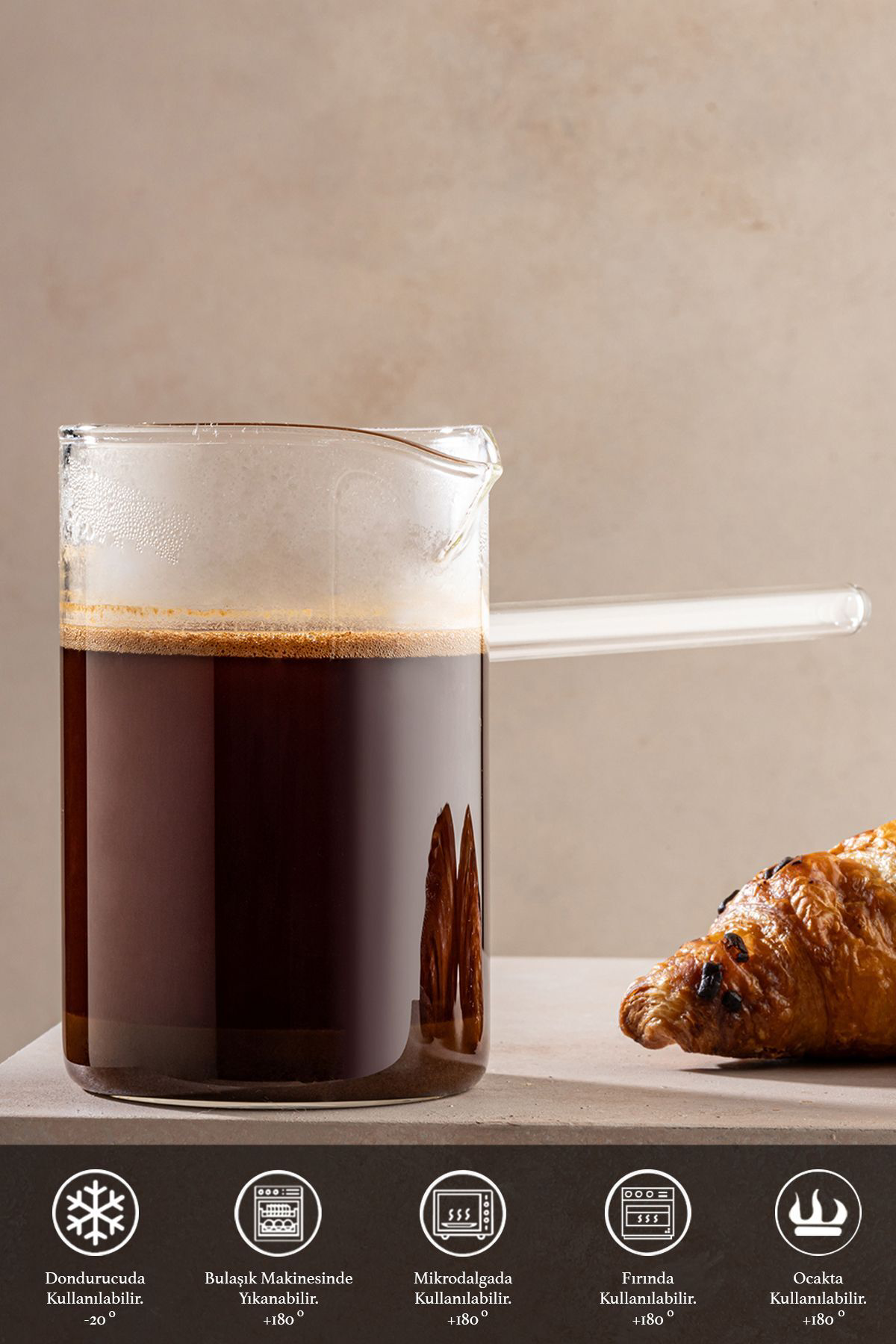 Sultan Ateşe İsıya Dayanıklı Cezve Borosilikat Cam Cezve 400 Ml