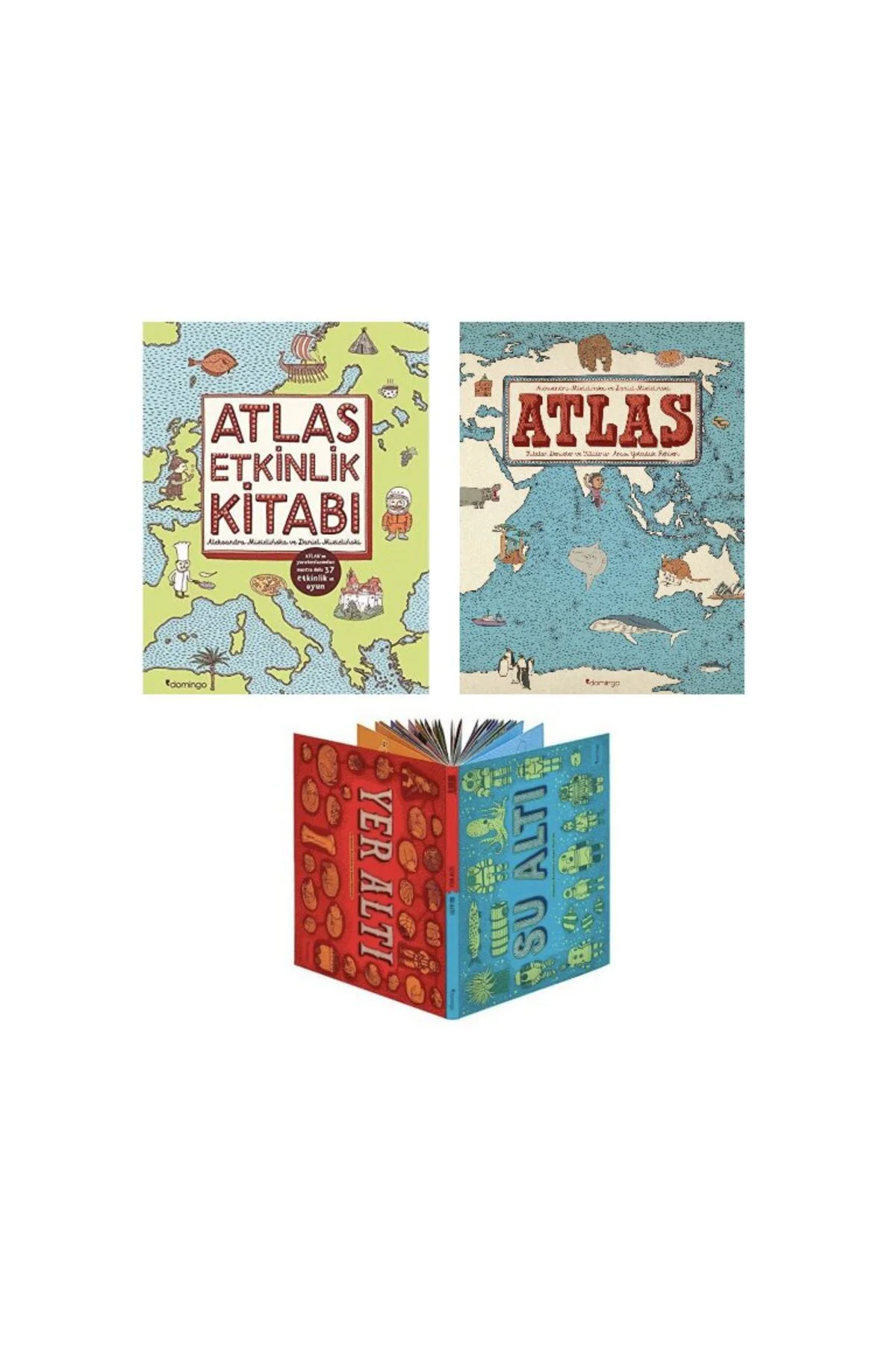 atlas etkinlik kitabi + atlas + yeralti sualti=(3 kitap)