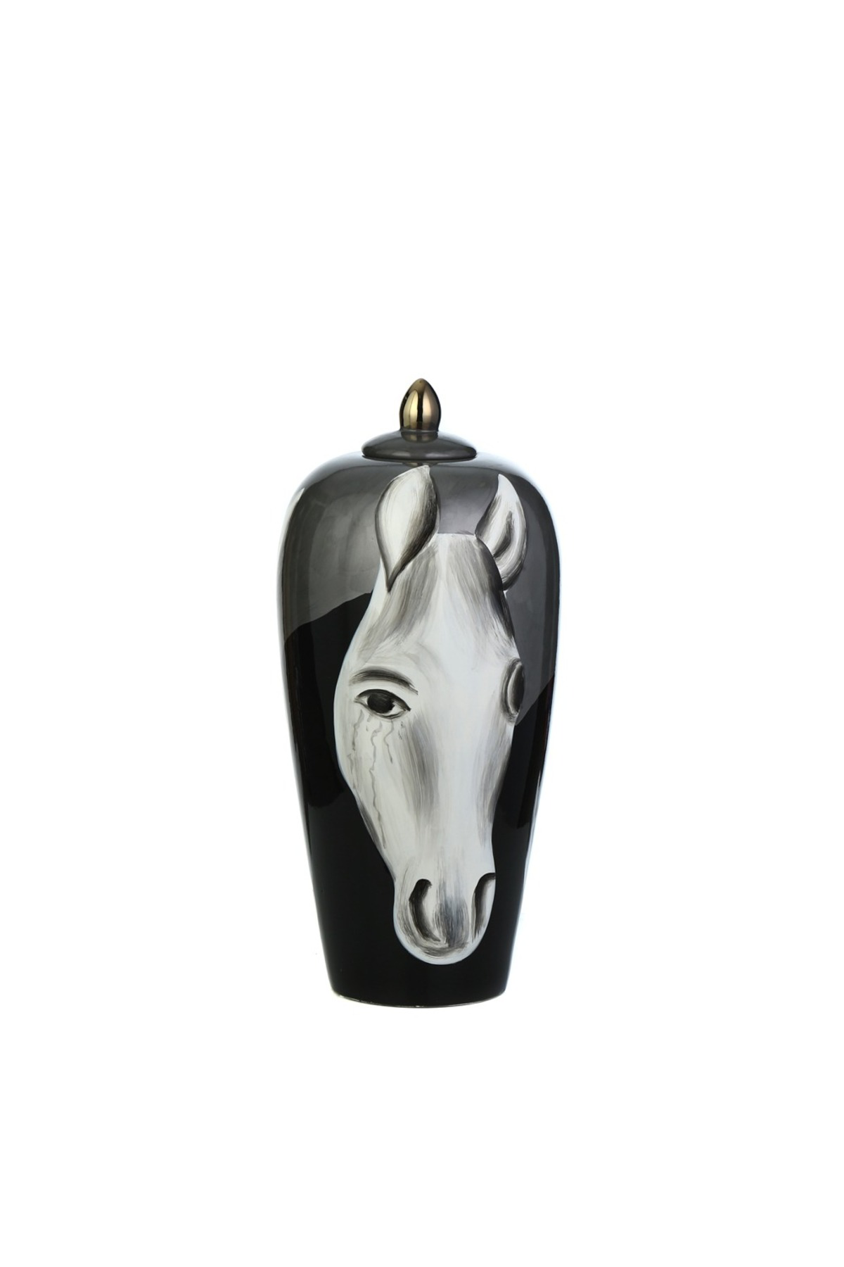 Vitale Atlı Jumbo Porselen Kapaklı Vazo