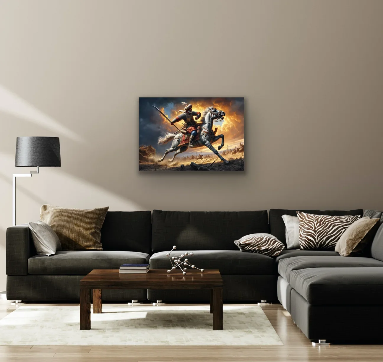 Atlı Osmanlı Askeri Kanvas Tablo 70x100cm – Çerçevesiz Duvar Sanatı