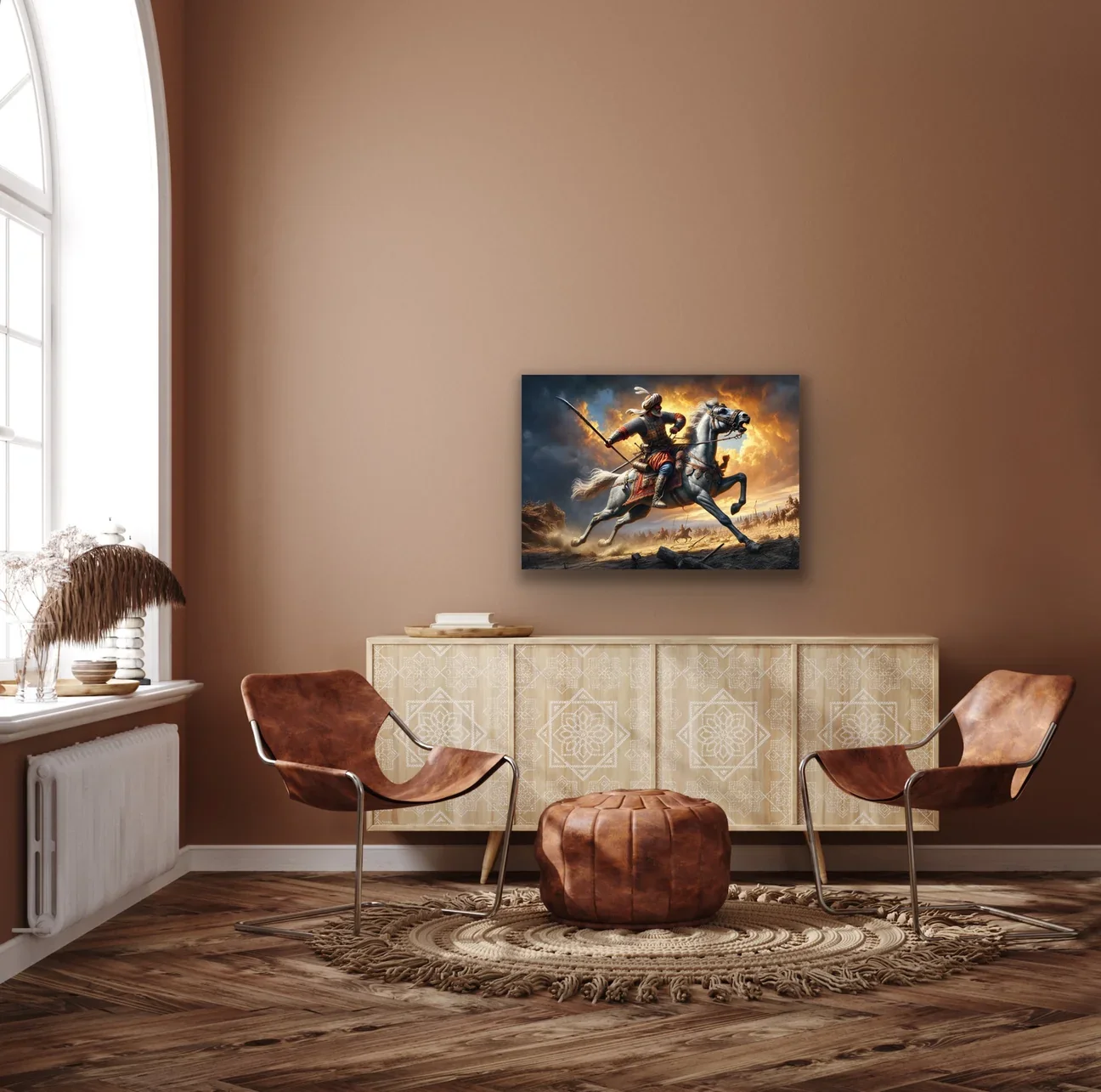 Atlı Osmanlı Askeri Kanvas Tablo 70x100cm – Çerçevesiz Duvar Sanatı