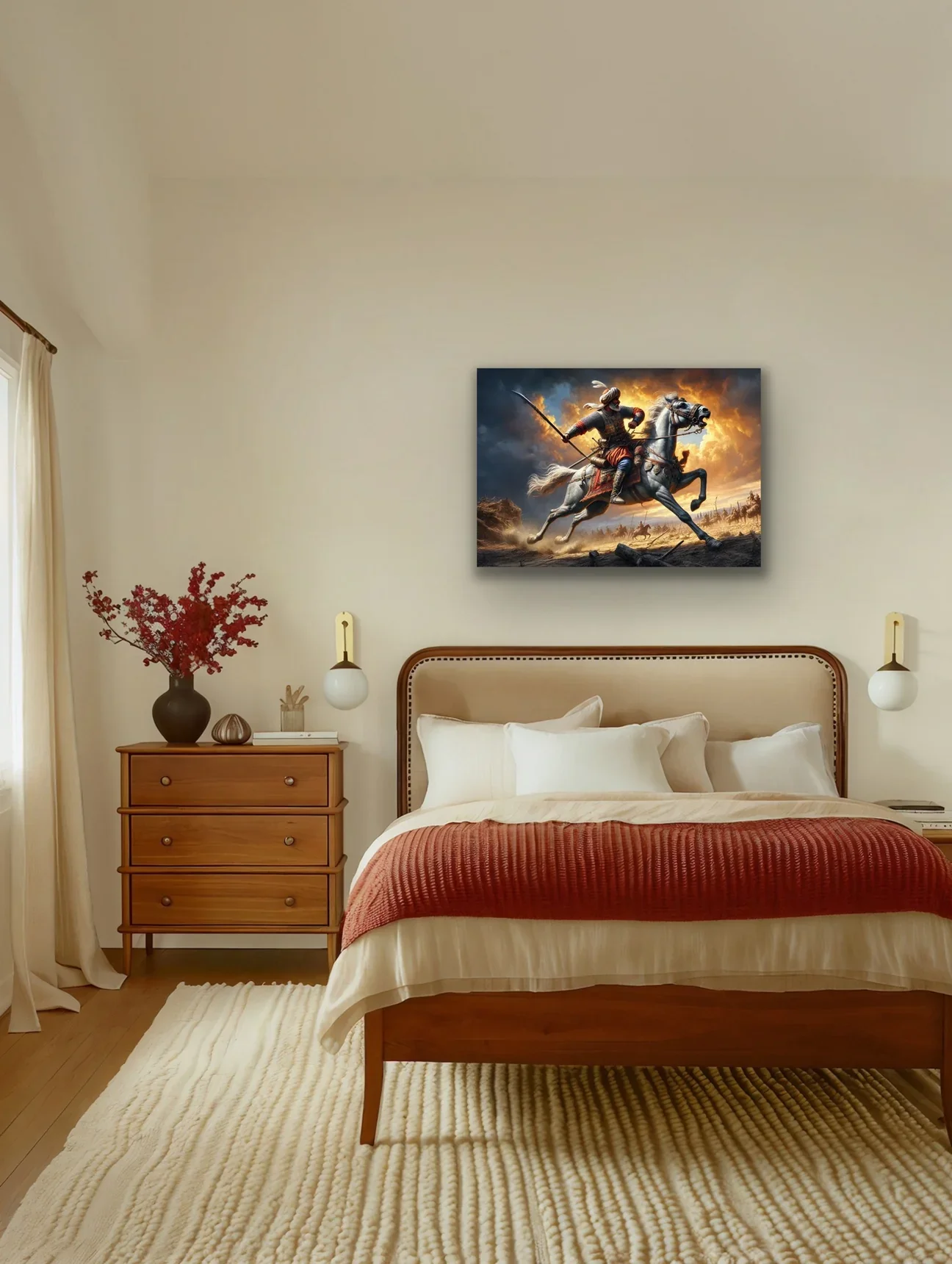 Atlı Osmanlı Askeri Kanvas Tablo 70x100cm – Çerçevesiz Duvar Sanatı