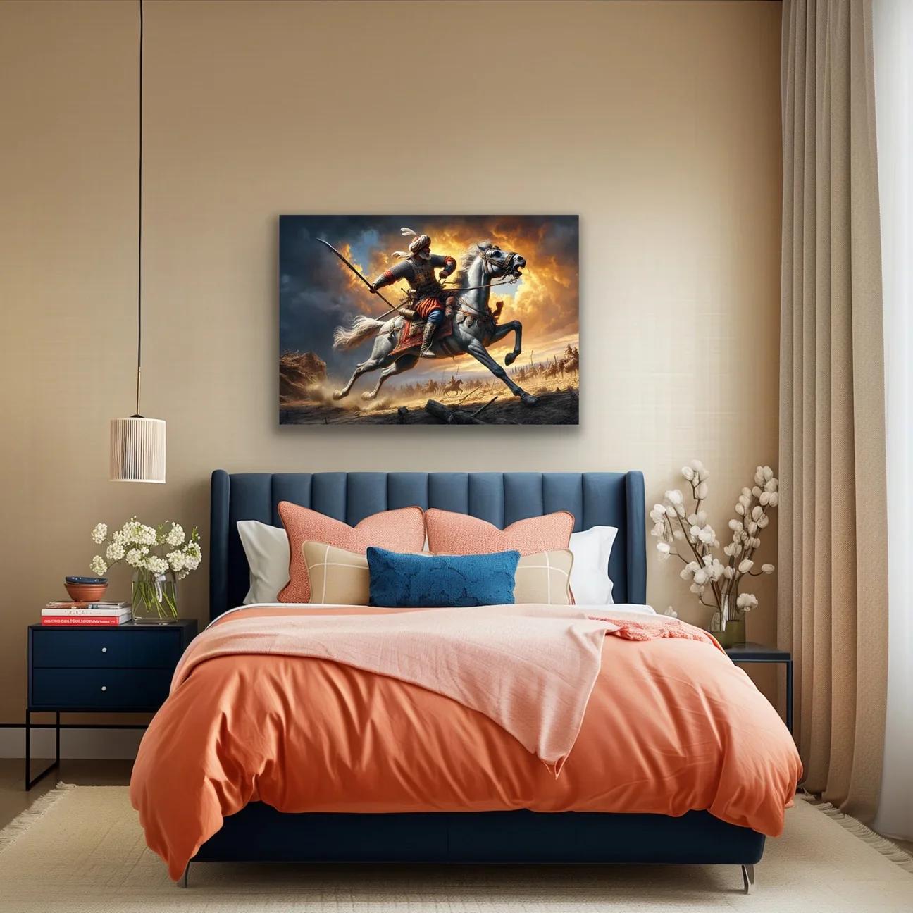 Atlı Osmanlı Askeri Kanvas Tablo 70x100cm – Çerçevesiz Duvar Sanatı