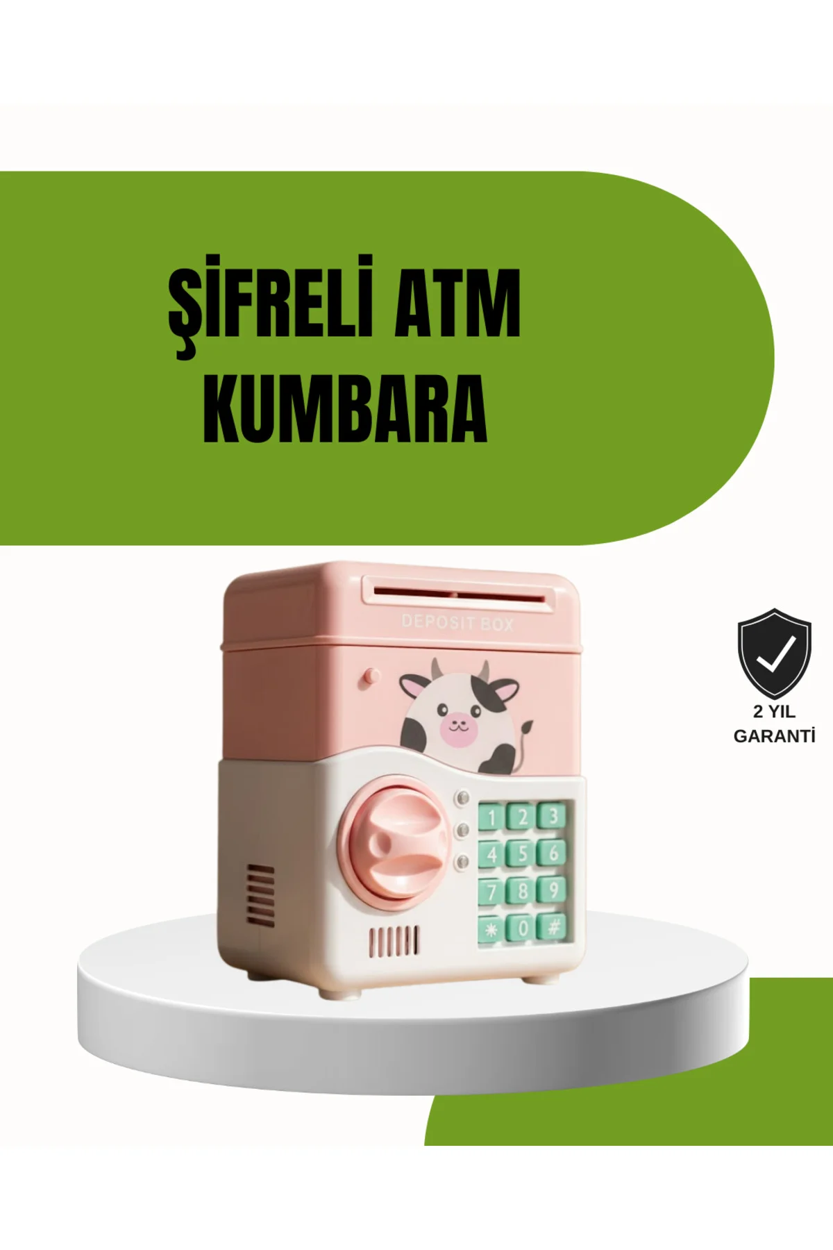 ATM Tasarımlı Pembe Işıklı Sesli Çocuk Kumbarası