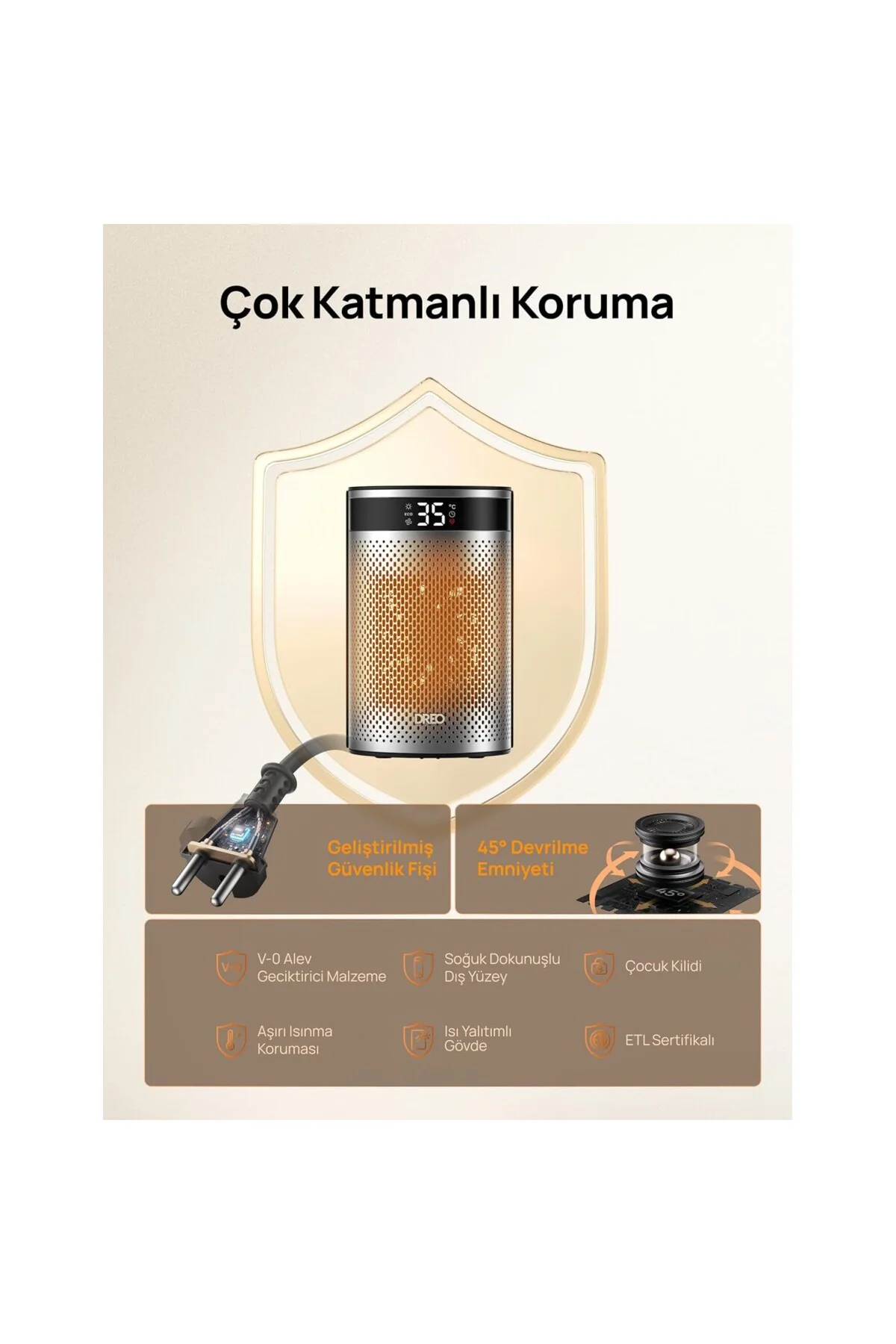 Atom 416 Seramik Isıtıcı – 1500W, 2sn Hızlı Isıtma, 1-12 Saat Zam