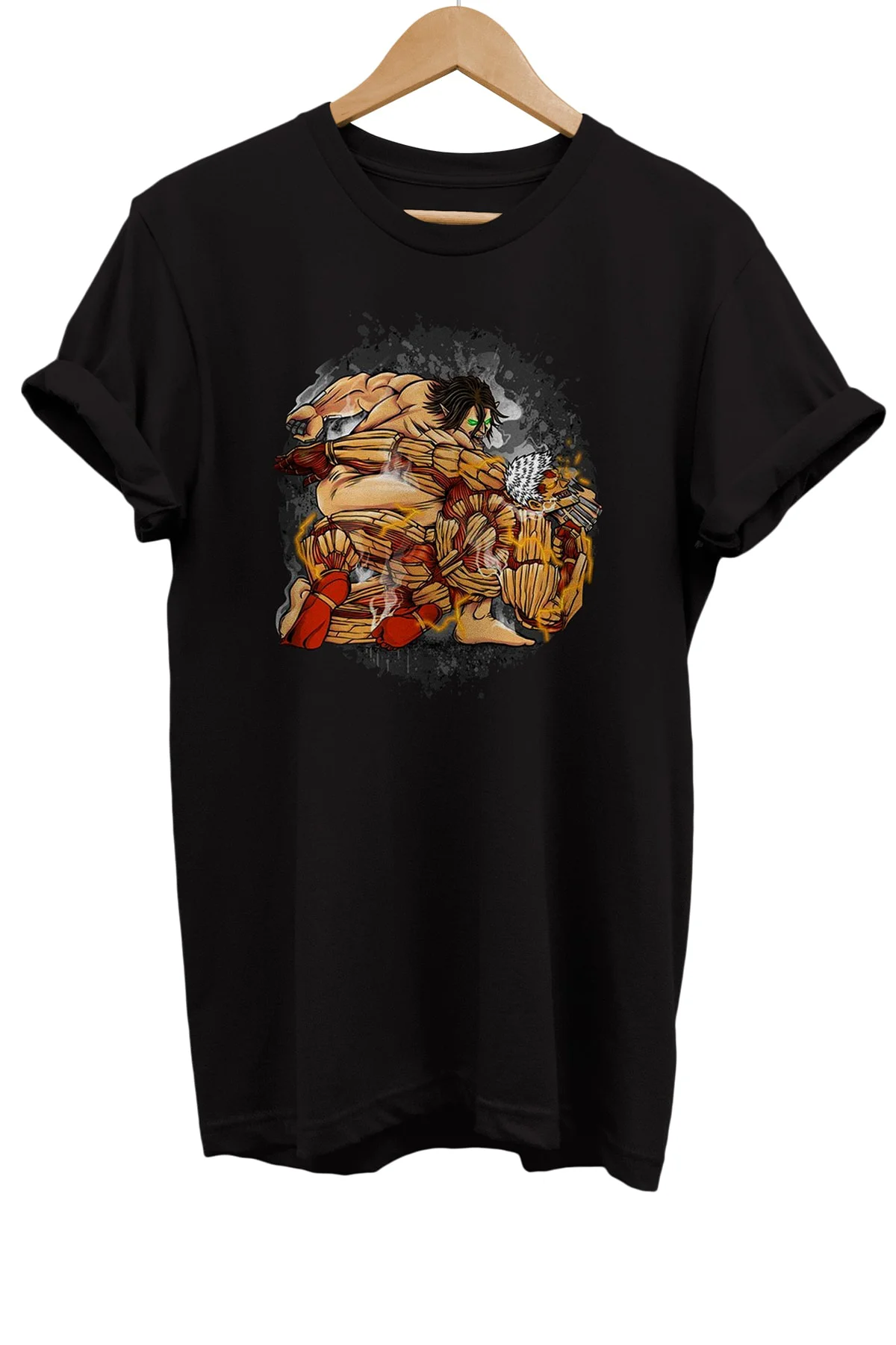 Attack On Titan Baskılı %100 Pamuk Basic T-shirt Normal Beden Tiş