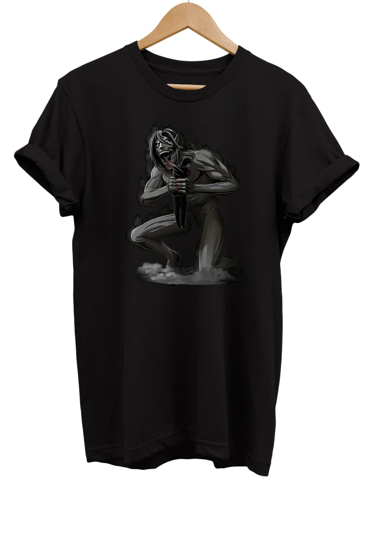 Attack On Titan Baskılı %100 Pamuk Basic T-shirt Normal Beden Tişört