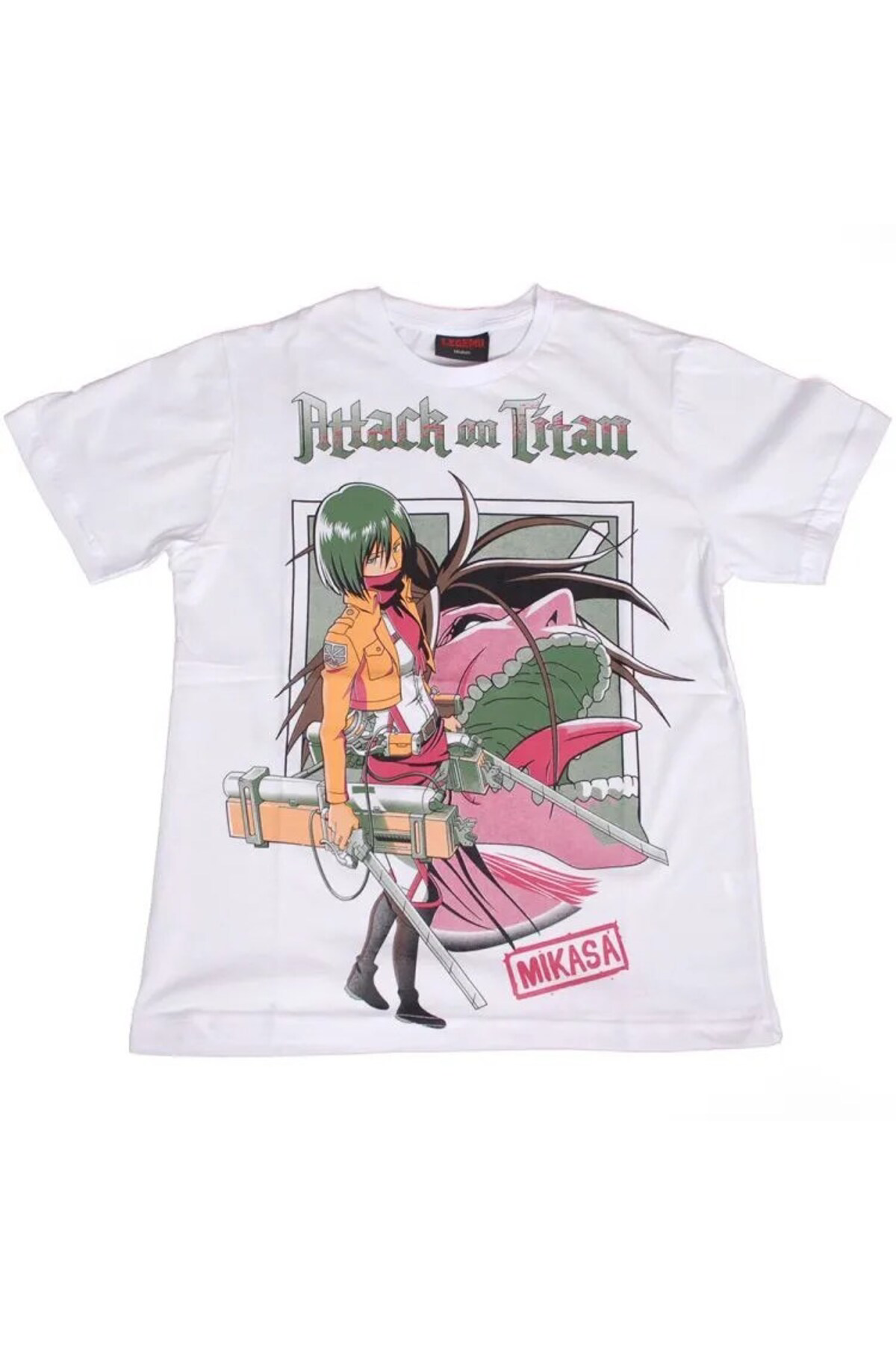 Attack On Titan Mikasa Tişört Beyaz