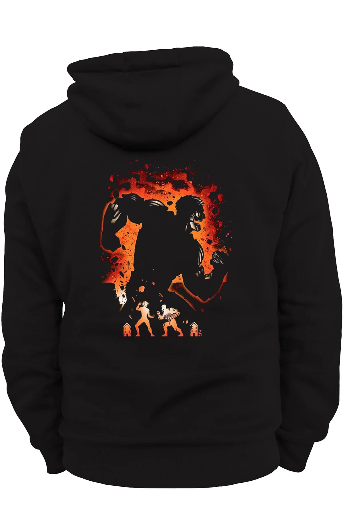 Attack On Titan Arka Baskılı, %100 Pamuk, 3 Ipl. Şardonlu, Içi Polar, Çok Kalın Hoodie