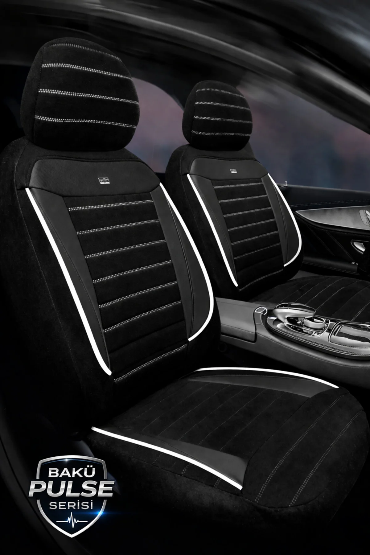 Audi A-3 Sedan 2013-2015 Uyumlu Tegin Pulse Serisi Raşel Siyah Beyaz Koltuk Kılıfı