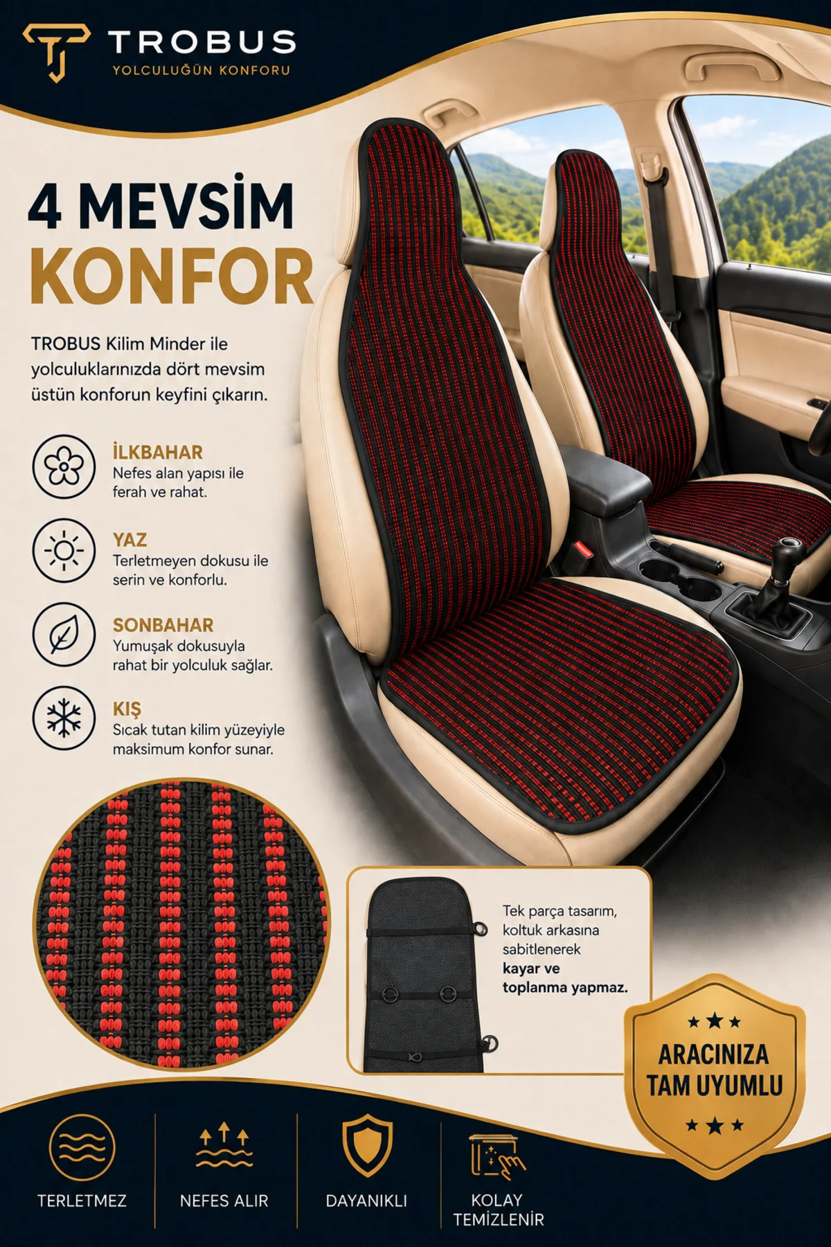 Audi A3 2003-2011 Örme Ön 2 Parça Minder Terletmez Kaymaz Taban Siyah Kırmızı Audi A3 2003-2011 Örme Ön 2 Parça Minder Terletmez Kaymaz Taban Siyah Kırmızı - Görsel 4