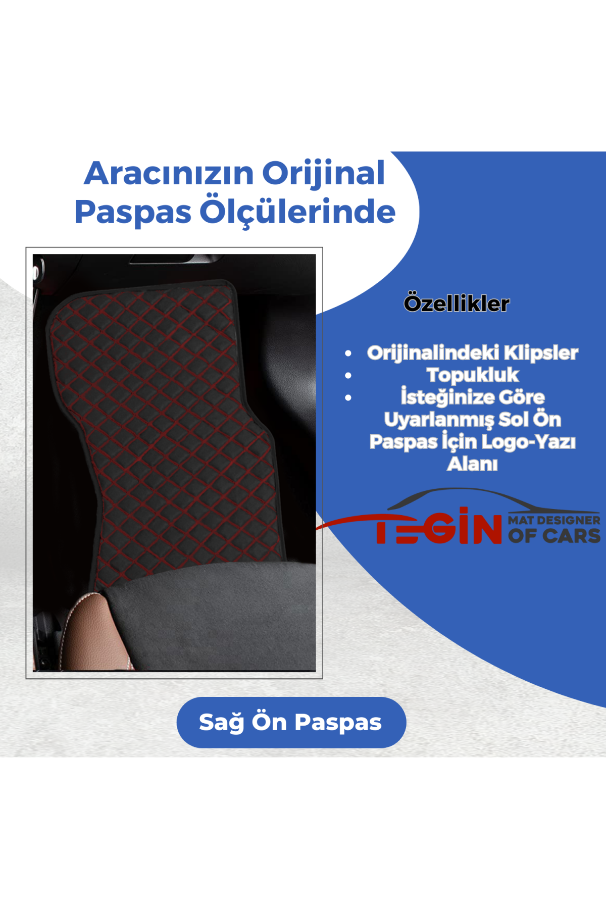 Audi A3 2003-2011 Prime Siyah Kırmızı Deri Siyah Kenar Paspas
