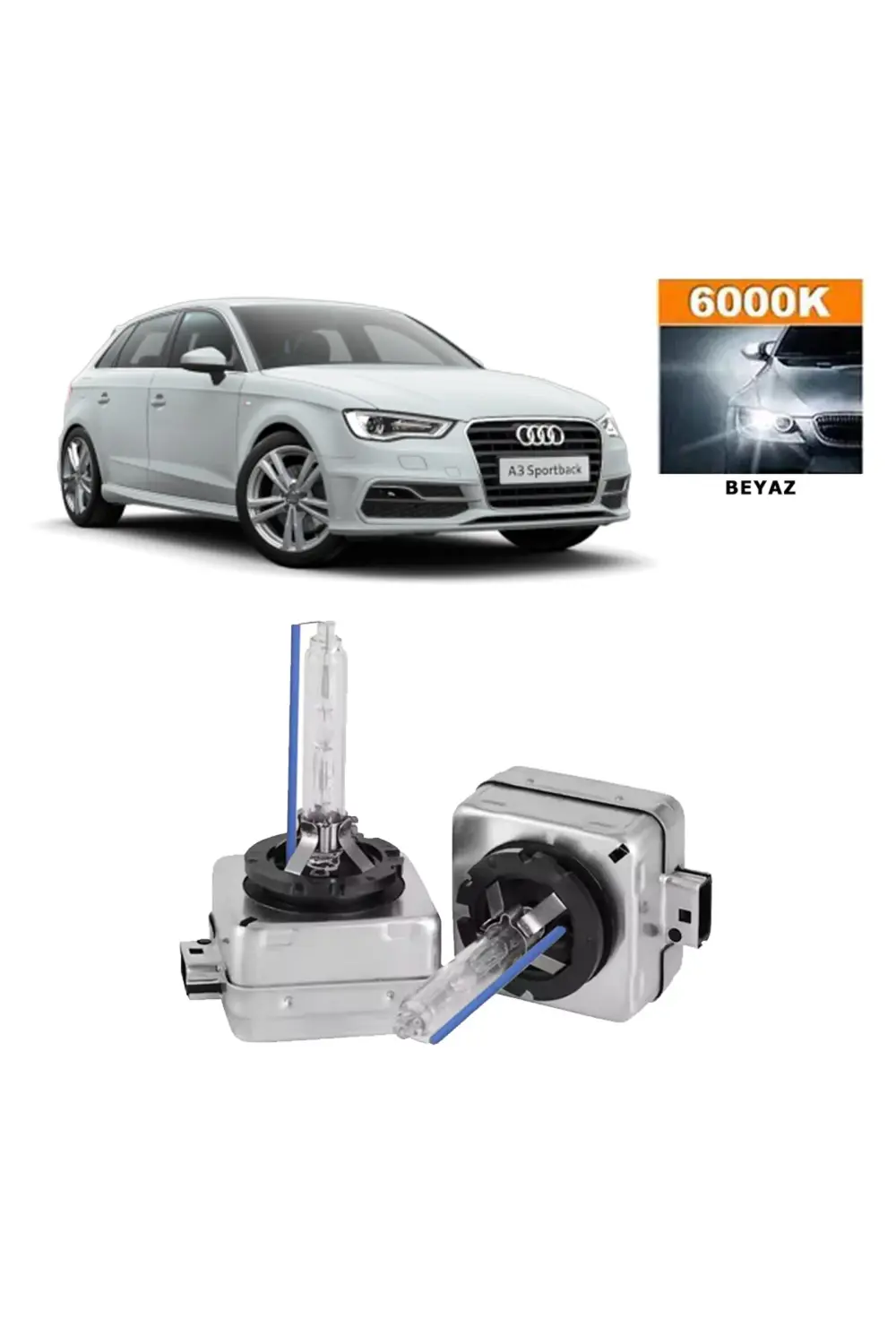 Audi A3 2012-2016 D3S / D3R 6000K Beyaz HID Xenon Ampul 2 Adet