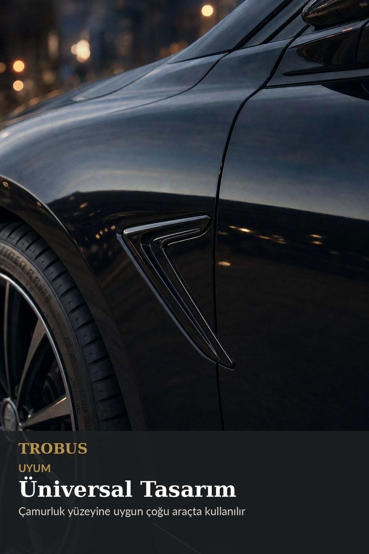 Audi A3 2012 ve Sonrası Sedan Uyumlu Bumerang Çamurluk Venti Parlak Siyah Sağ Sol Takım - Görsel 7
