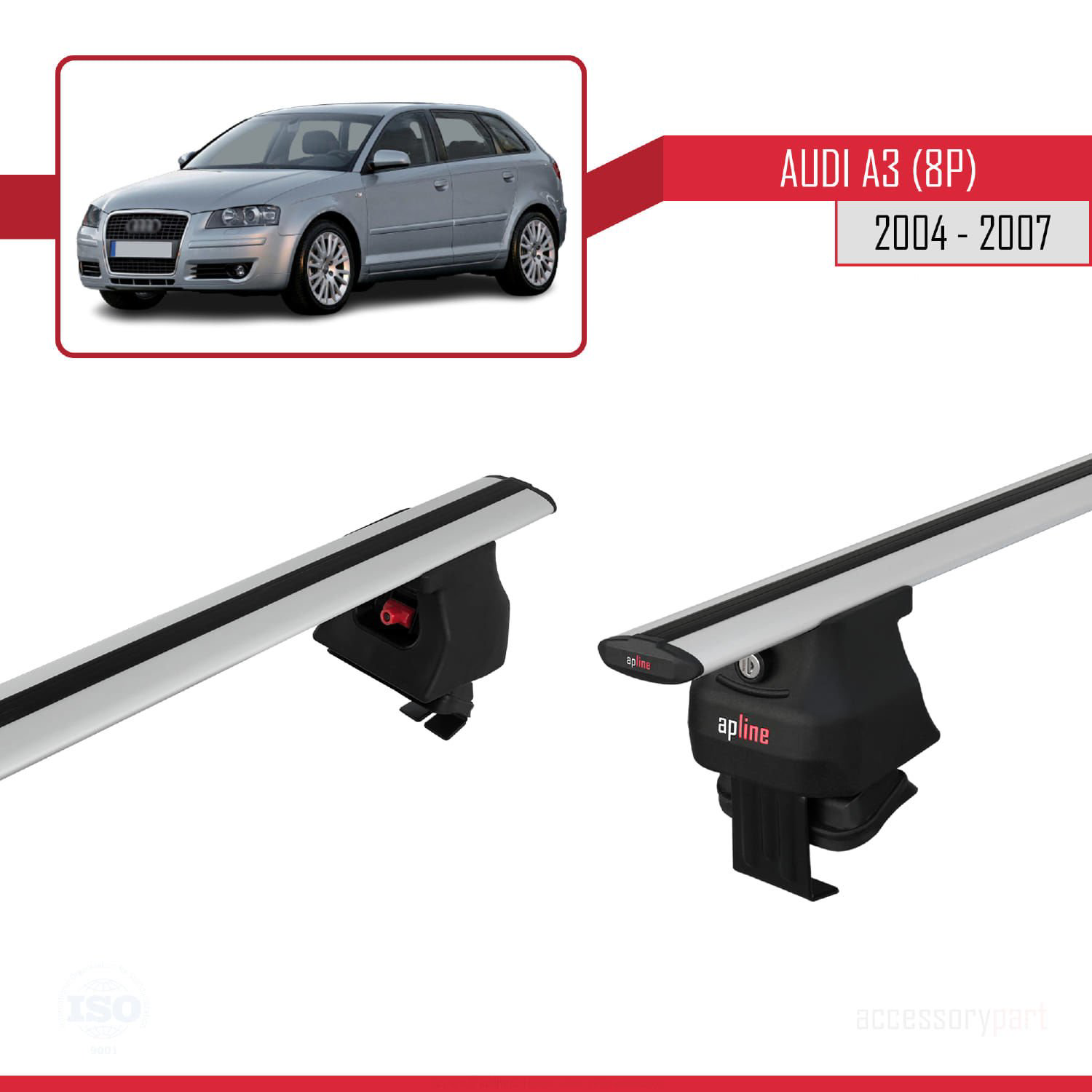 Audi A3 (8P) 2004-2007 Arası ile uyumlu ACE-4 Ara Atkı Tavan Barı
