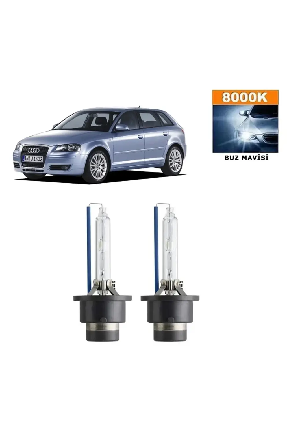 Audi A3 8P1 2004-2008 D2S / D2R 8000K Buz Mavisi HID Xenon Ampul