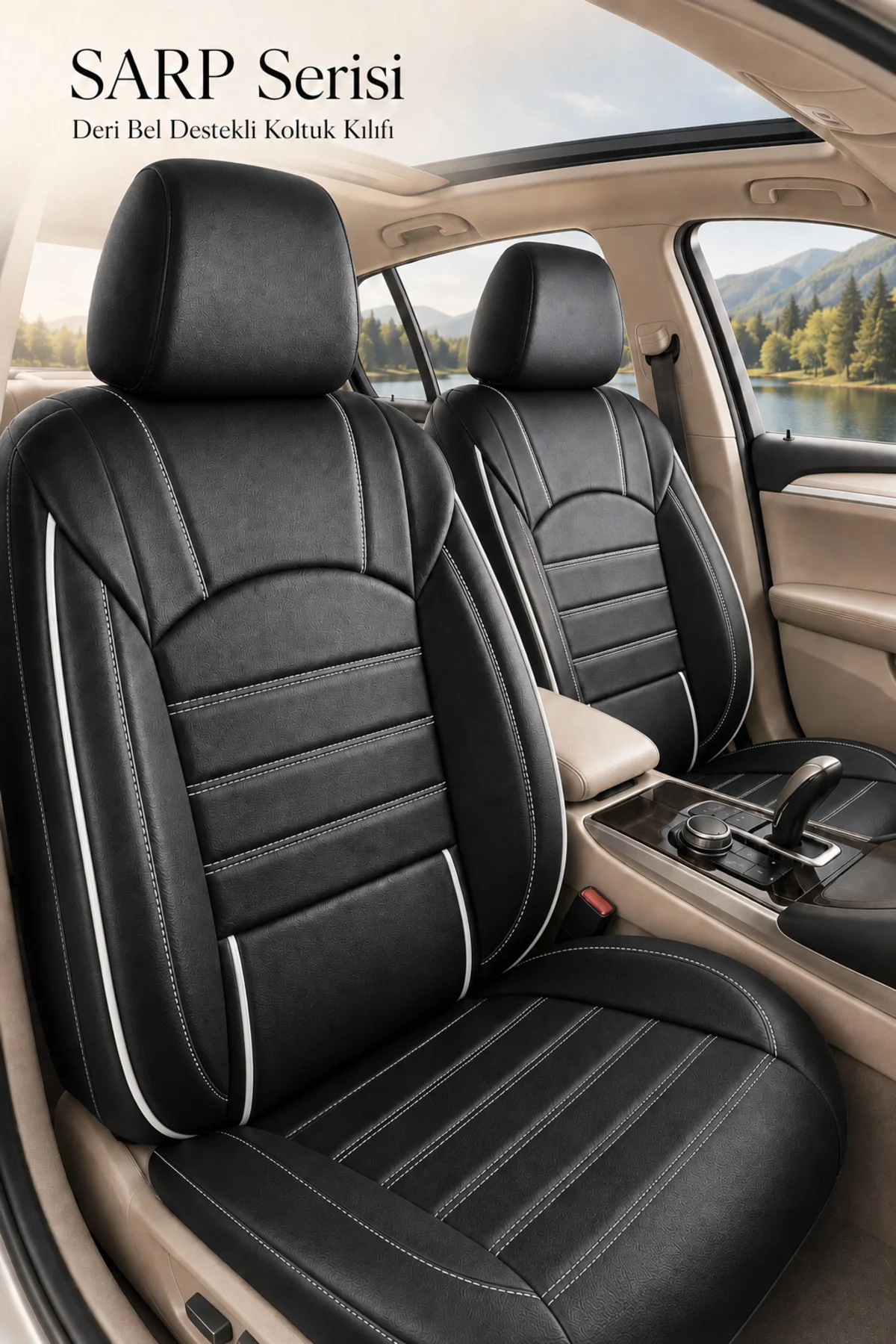 Audi A3 HB Çift Kapı 2003-2011 Sarp Serisi Deri Lakost Bel Destekli Koltuk Kılıfı Siyah Beyaz Fiyatı, Yorumları ve Özellikleri