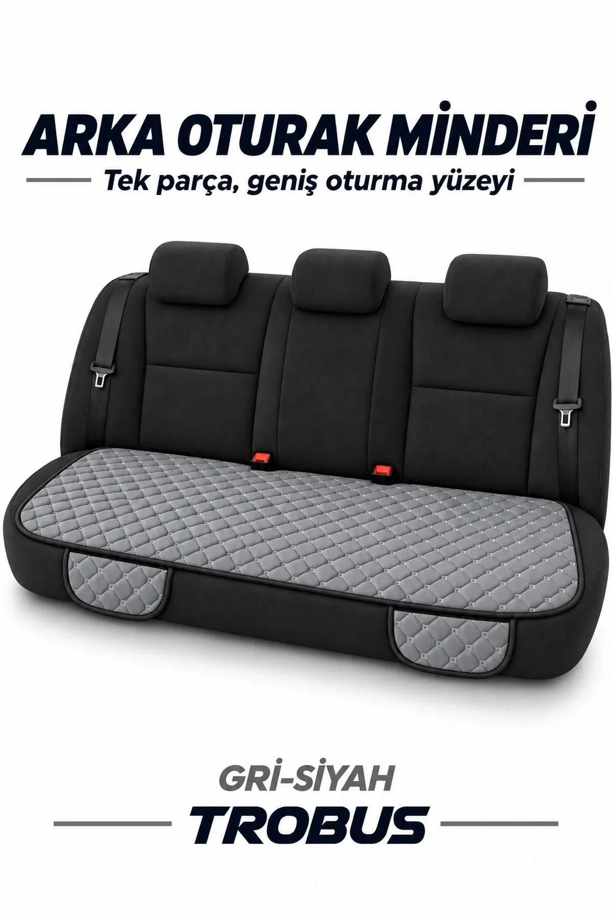 Audi A3 Sedan ve Sportback 2003+ Kapitone Kumaş Koltuk Minderi 5 Parça Gri Siyah - Görsel 3