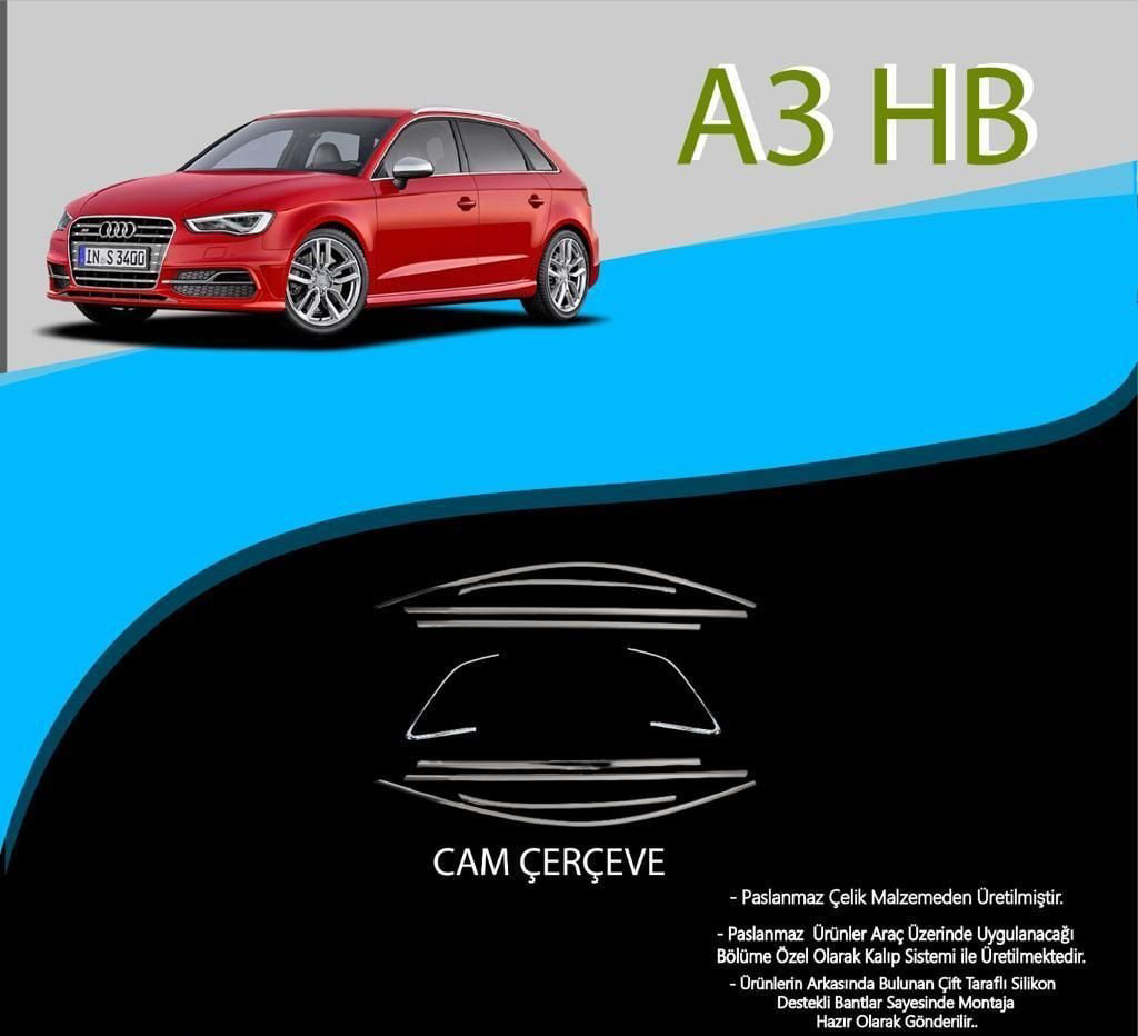 Audi A3 Uyumlu Hatchback Krom Cam Çerçevesi 10 Parça A3 8V (2012-