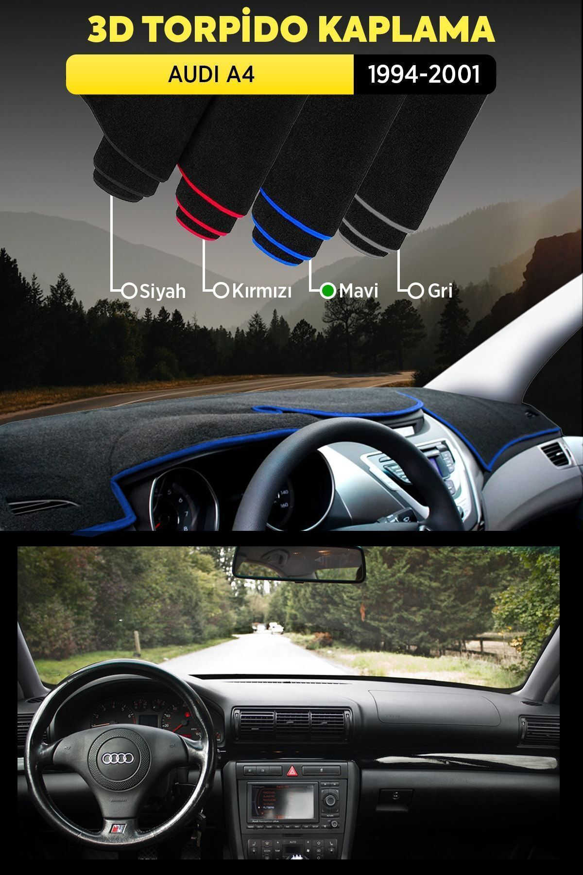 Audı A4 (1994-2001) 3d Torpido Koruma Kılıfı - Ön Göğüs Kaplama -