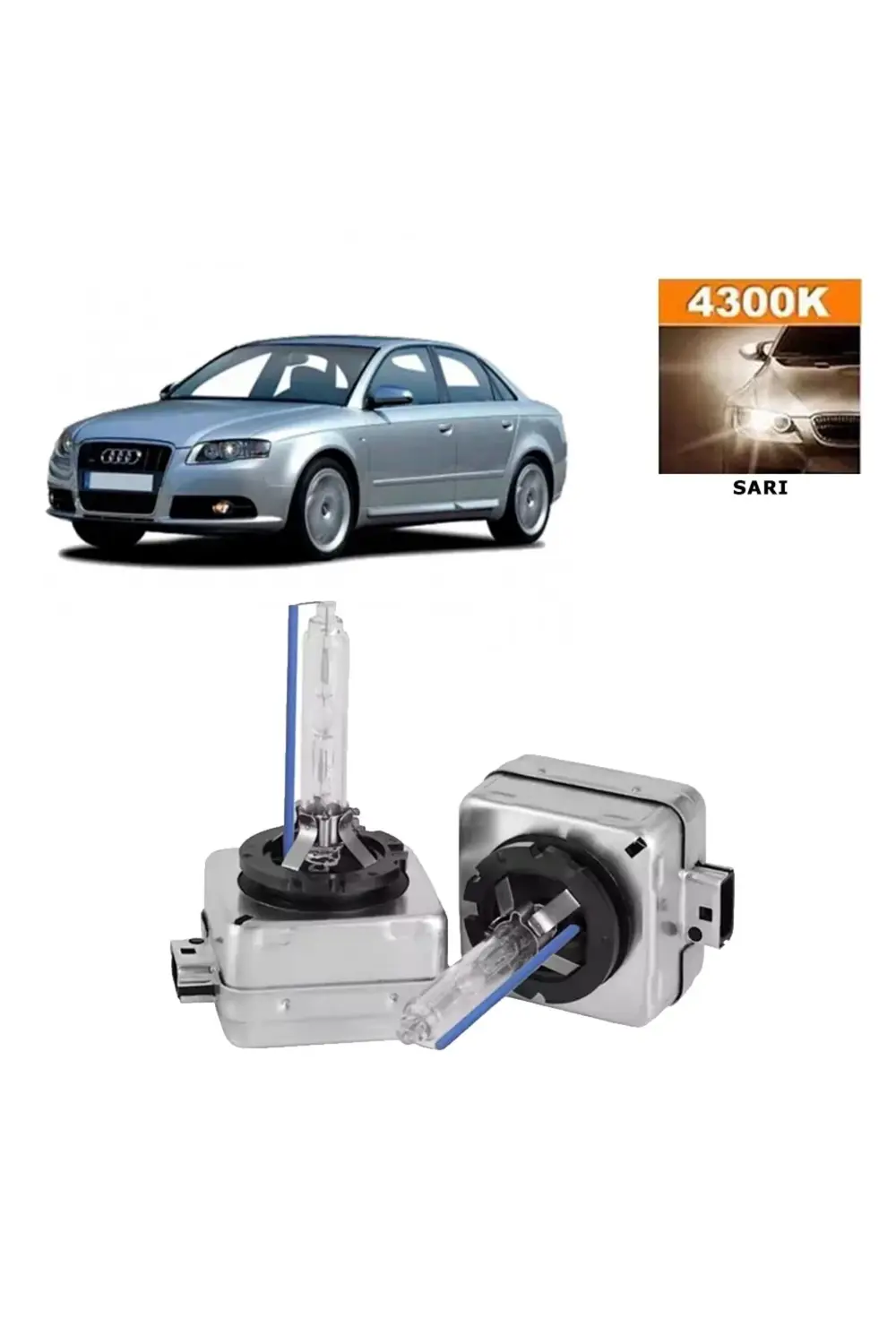 Audi A4 2004-2008 Xenon D1s / D1r 4300k Sarı Hıd Xenon Ampul 2 Ad