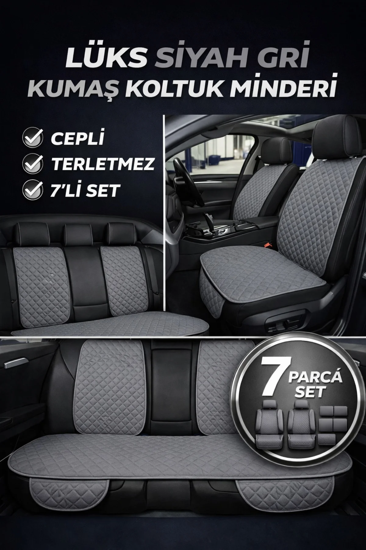 Audi A4 2015-2018 7 Parça Kapitone Desen Kumaş Oto Koltuk Minderi Gri Fiyatı, Yorumları ve Özellikleri