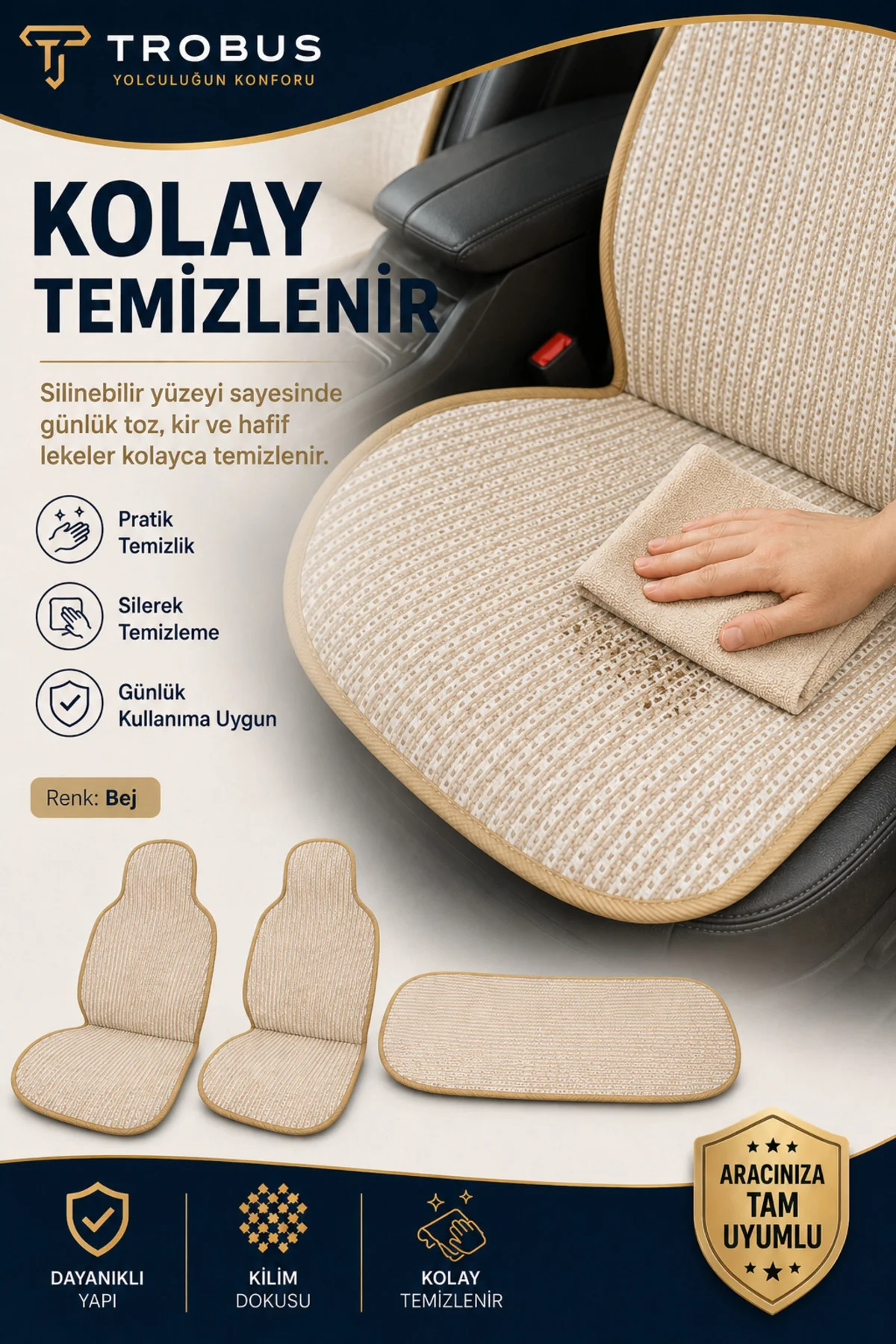 Audi A4 2015-2018 Örme 3 Parça Minder Terletmez Kaymaz Taban Bej Fiyatı, Yorumları ve Özellikleri